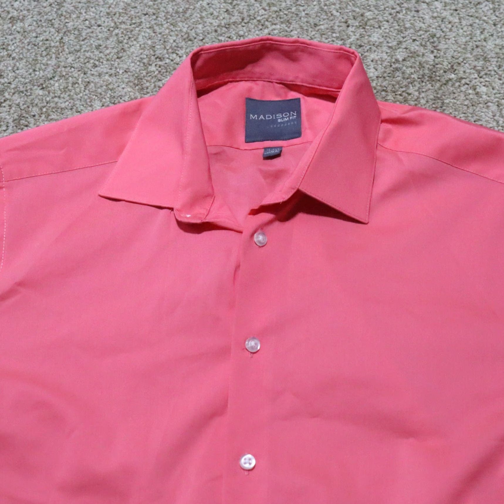 Roundtree & Yorke MADISON Shirt Dress Shirt Slim Fit Men's Size 15.5 Peach Button-Down Long Sleeve 15.5 Men’s Standard Regular Label Rountree & Yorke Gold Size US M / EU 48-50 / 2 - 2 Thumbnail