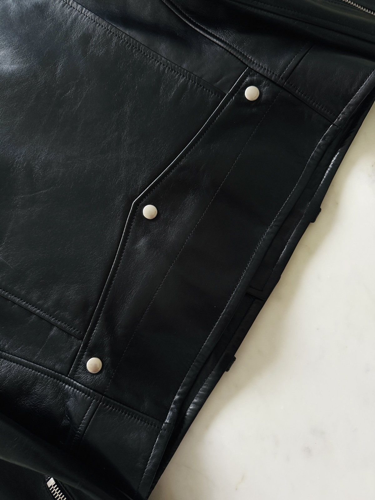 Saint Laurent Paris Saint Laurent Paris – Iconic Black Leather Biker Jacket Size US L / EU 52-54 / 3 - 10 Thumbnail