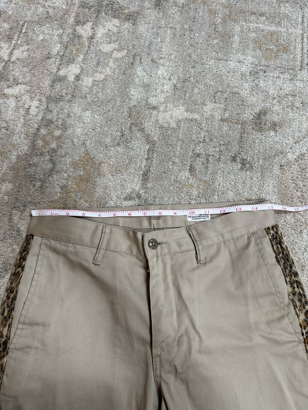 Bedwin & The Heartbreakers Khaki Chino Velvet Cheetah Side Stripe Pants Size US 30 / EU 46 - 10 Thumbnail