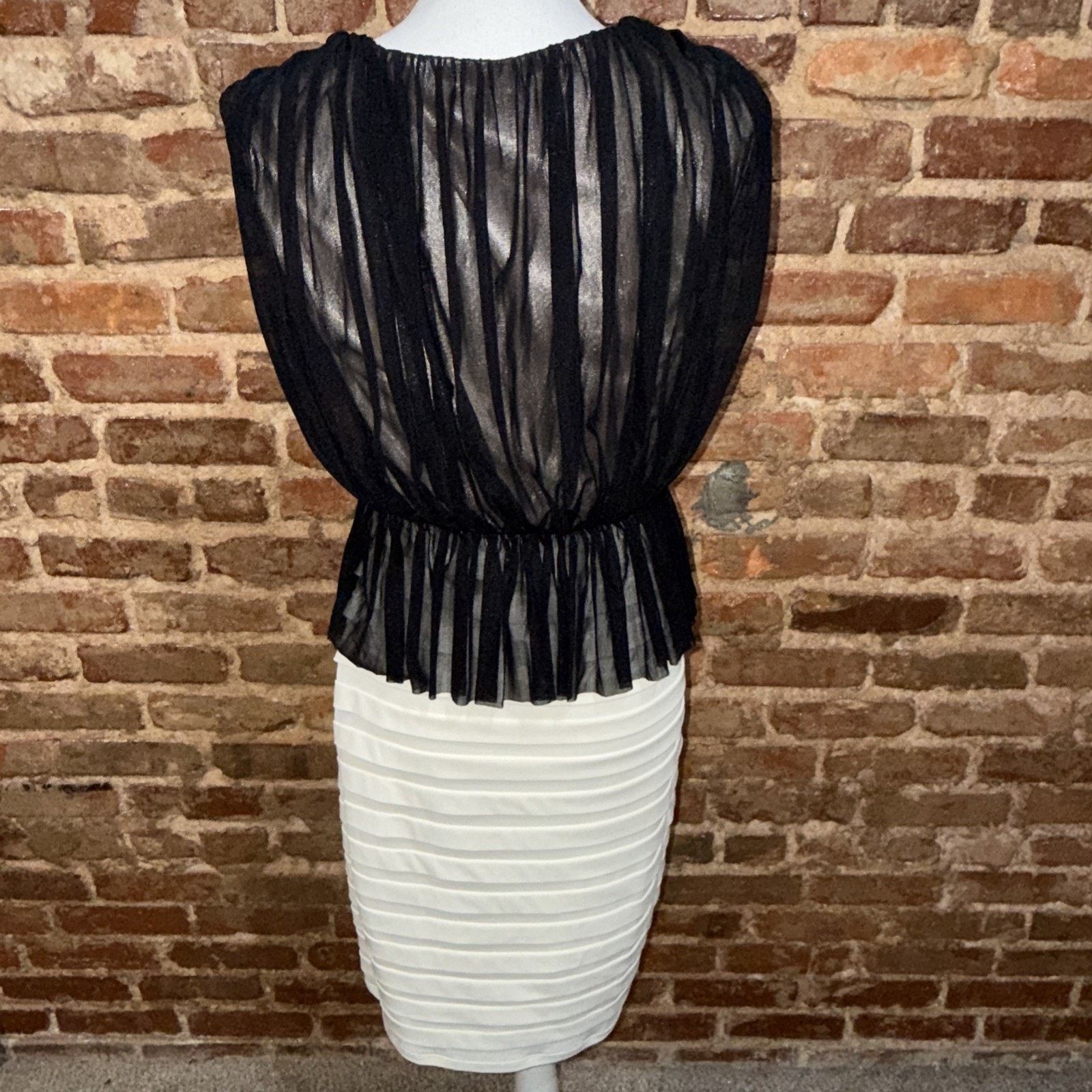 Other Women’s Black Sheer Peplum Pleated Dress Goth Party Sz 8 Size M / US 6-8 / IT 42-44 - 3 Thumbnail
