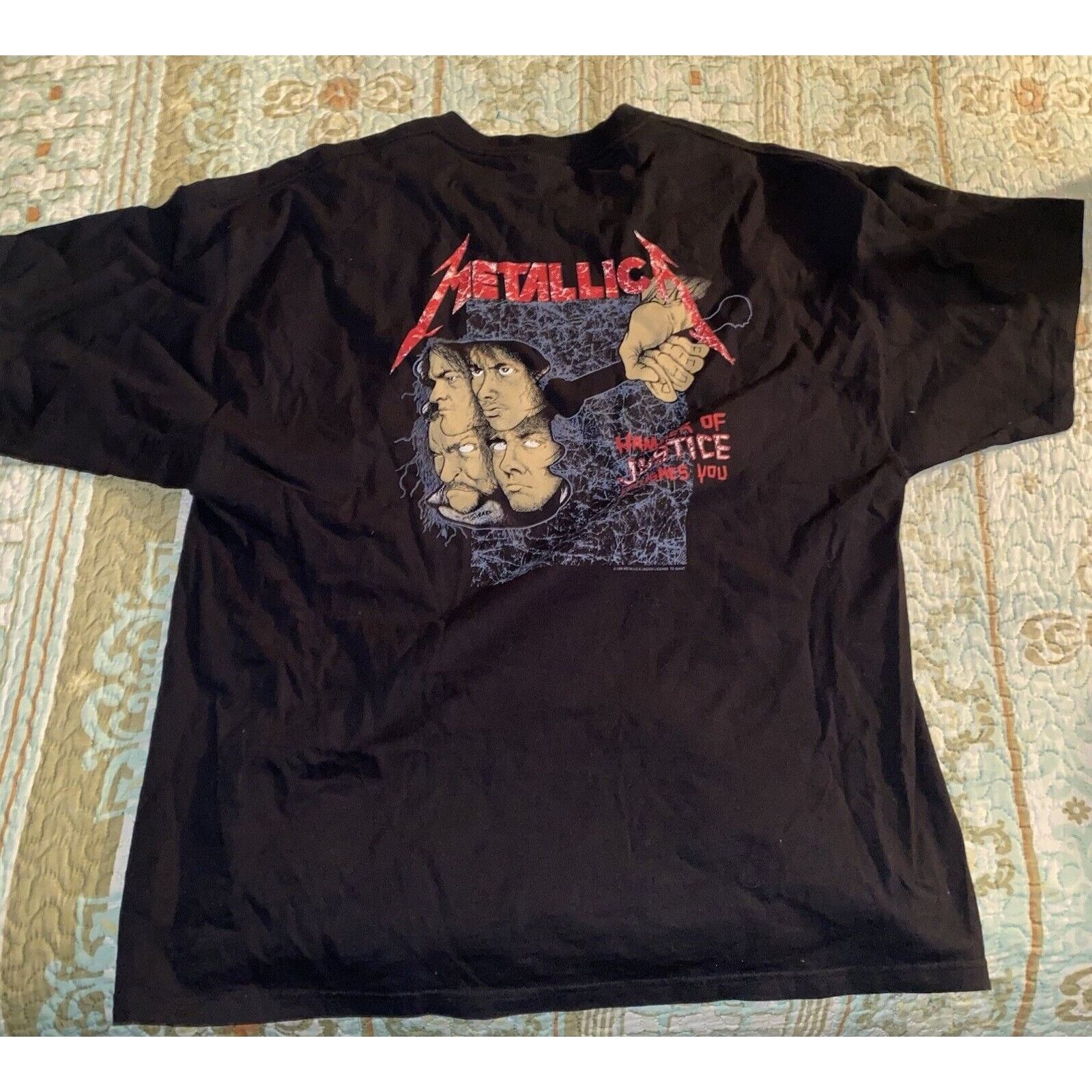 Delta Vtg Metallica 1994 Justice For All Hammer Of Justice T-Shirt Size US XXL / EU 58 / 5 - 7 Thumbnail