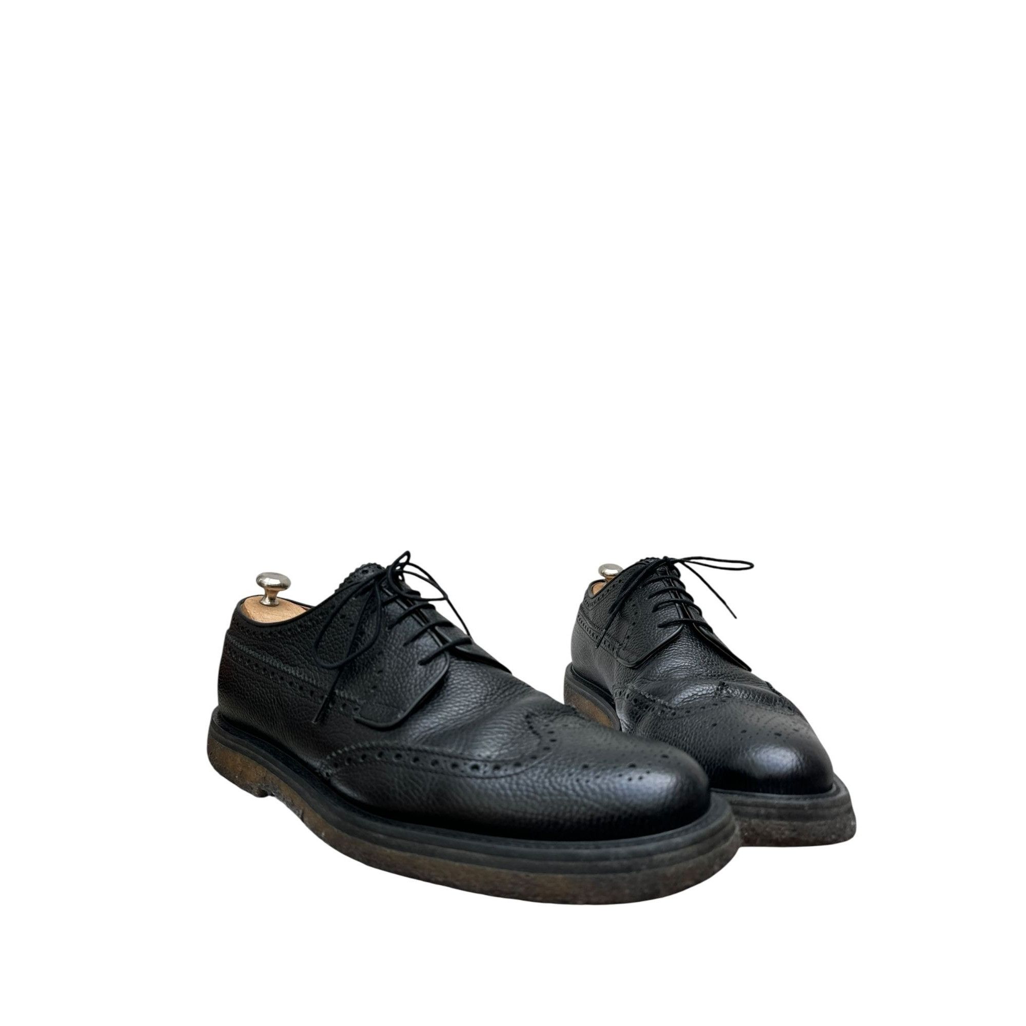 Dries Van Noten Black Pebble Leather Derby Shoes Size US 10.5 / EU 43-44 - 2 Thumbnail