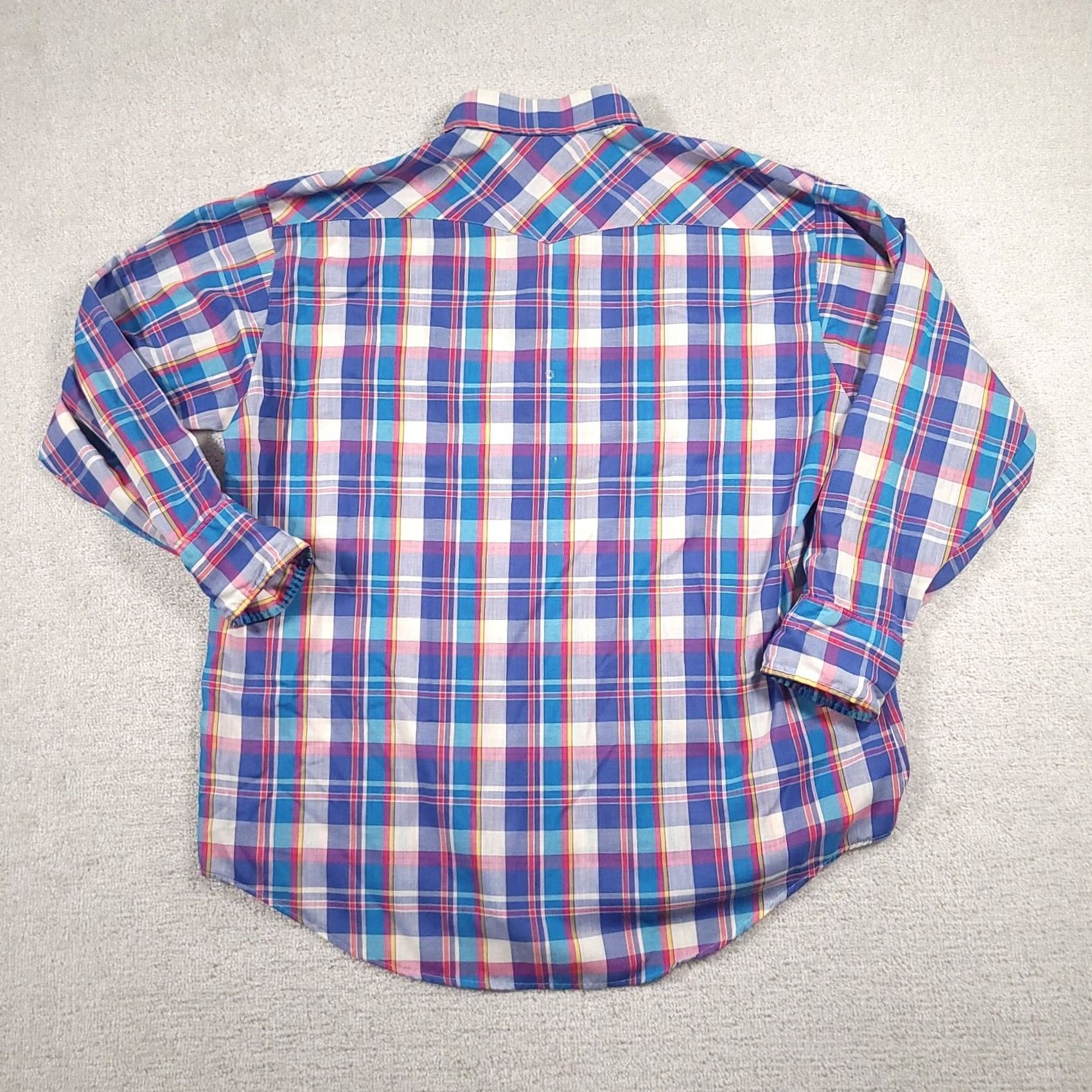 Vintage VINTAGE Bellcraft Western Rockabilly Shirt Mens 2XL Blue Pearl Snap Long Sleeve Plaid Size US XXL / EU 58 / 5 - 7 Thumbnail