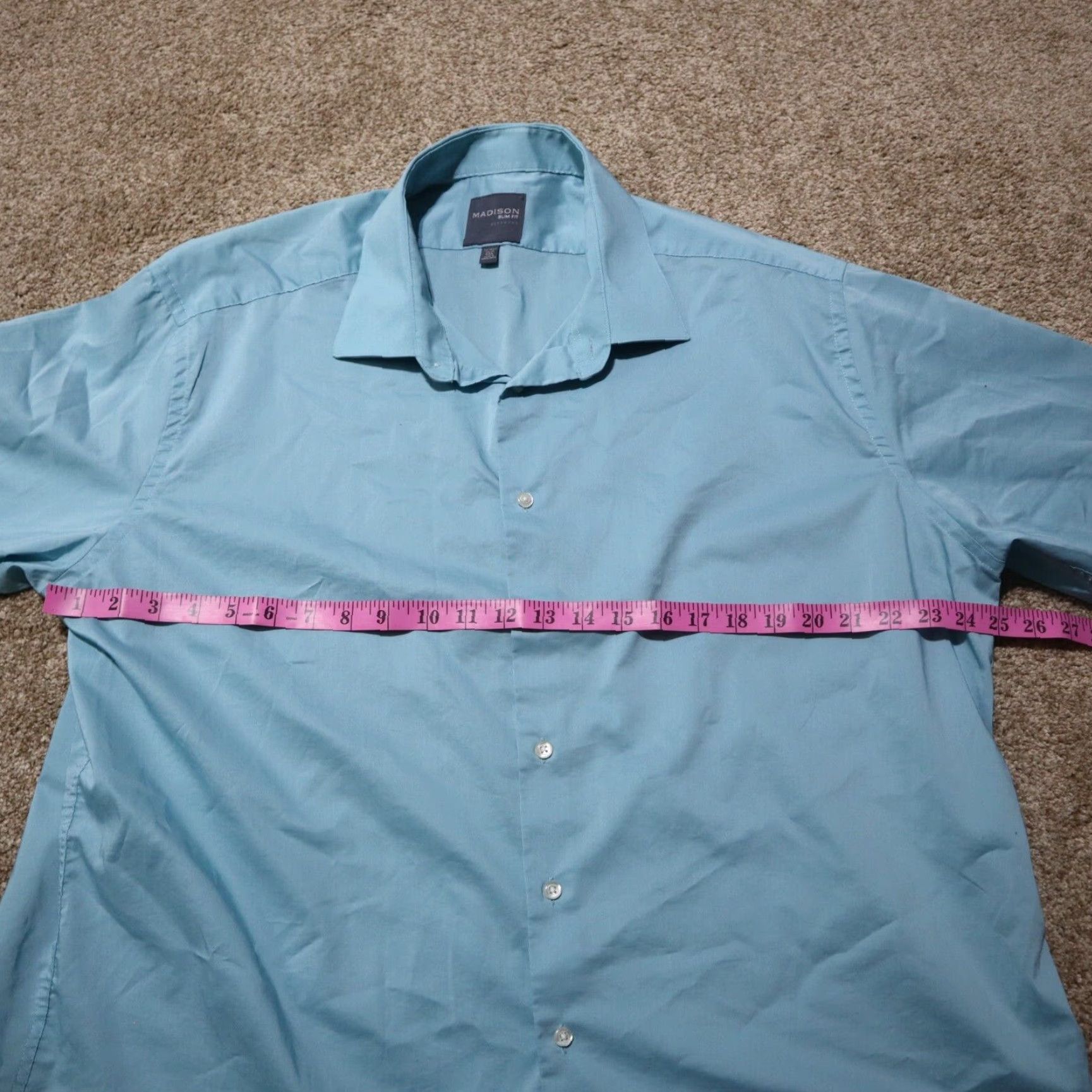Madison Madison Dress Shirt Madison Slim Fit Button-Down Shirt Blue Adult Men 2XL 18 18.5 Cotton Regular Button Down Collar Blue Dress Shirt Mens XXL 2XL Size 48R - 4 Thumbnail