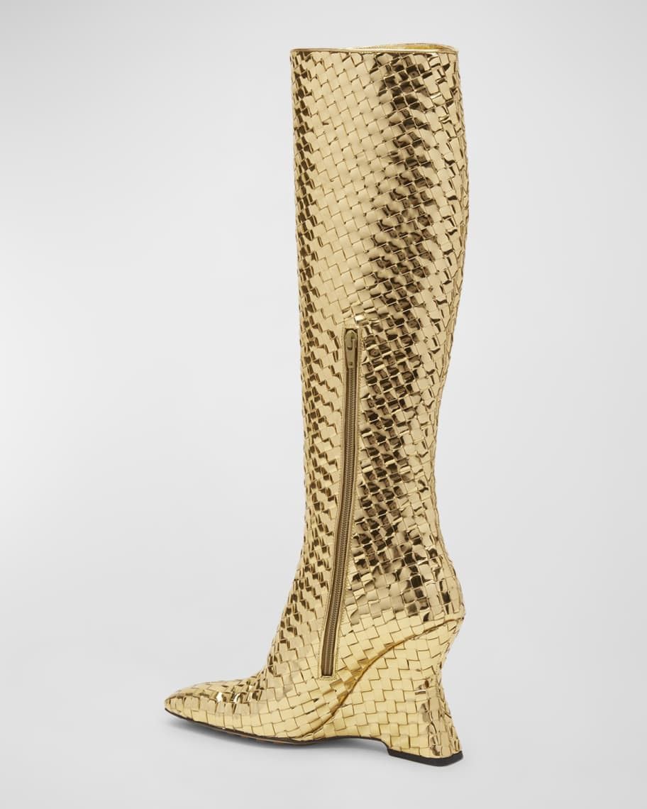 Bottega Veneta Comet Woven Mirror Leather Knee-High Boots Size US 8 / IT 38 - 4 Thumbnail
