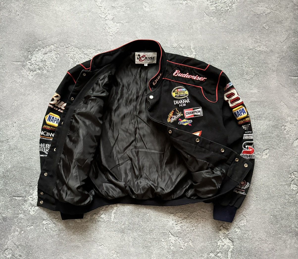 Bud Budweiser King of Beer NASCAR racing jacket bomber vntg