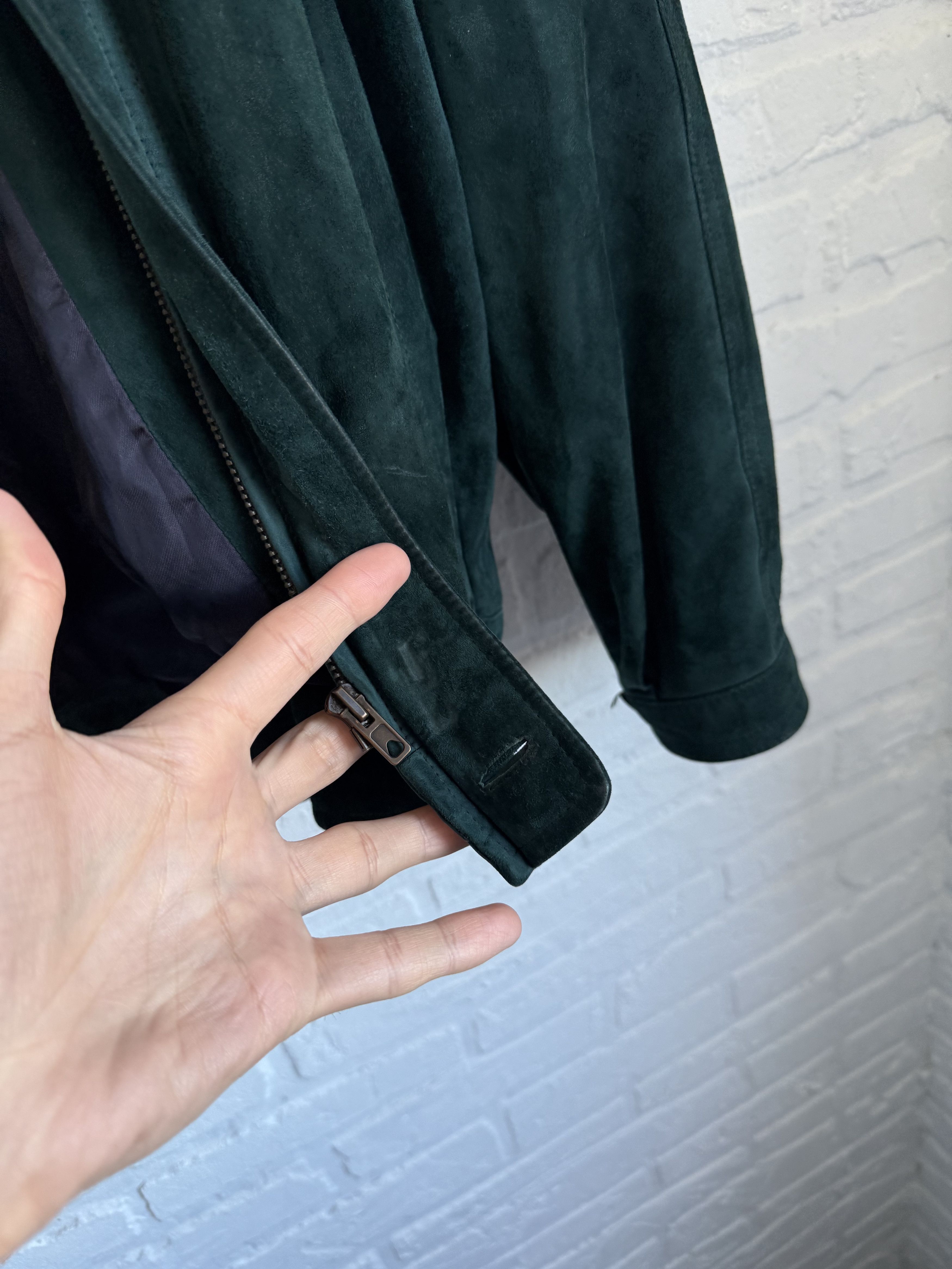 Burberry Vintage Burberrys Suede Leather bomber jacket Dark Green Size US L / EU 52-54 / 3 - 10 Thumbnail