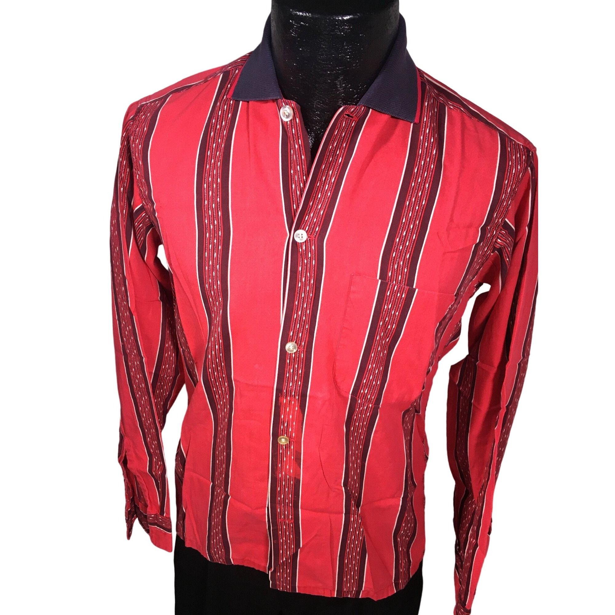 Other Vtg Amberley Red PANEL Rockabilly ATOMIC Stripe Shirt Size US S / EU 44-46 / 1 - 1 Thumbnail