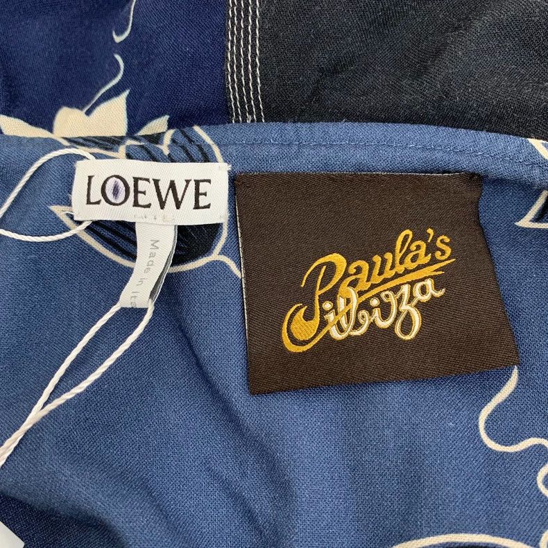 Loewe LOEWE Dark blue floral V-neck ruffled short sleeve dress Size XS / US 0-2 / IT 36-38 - 6 Thumbnail