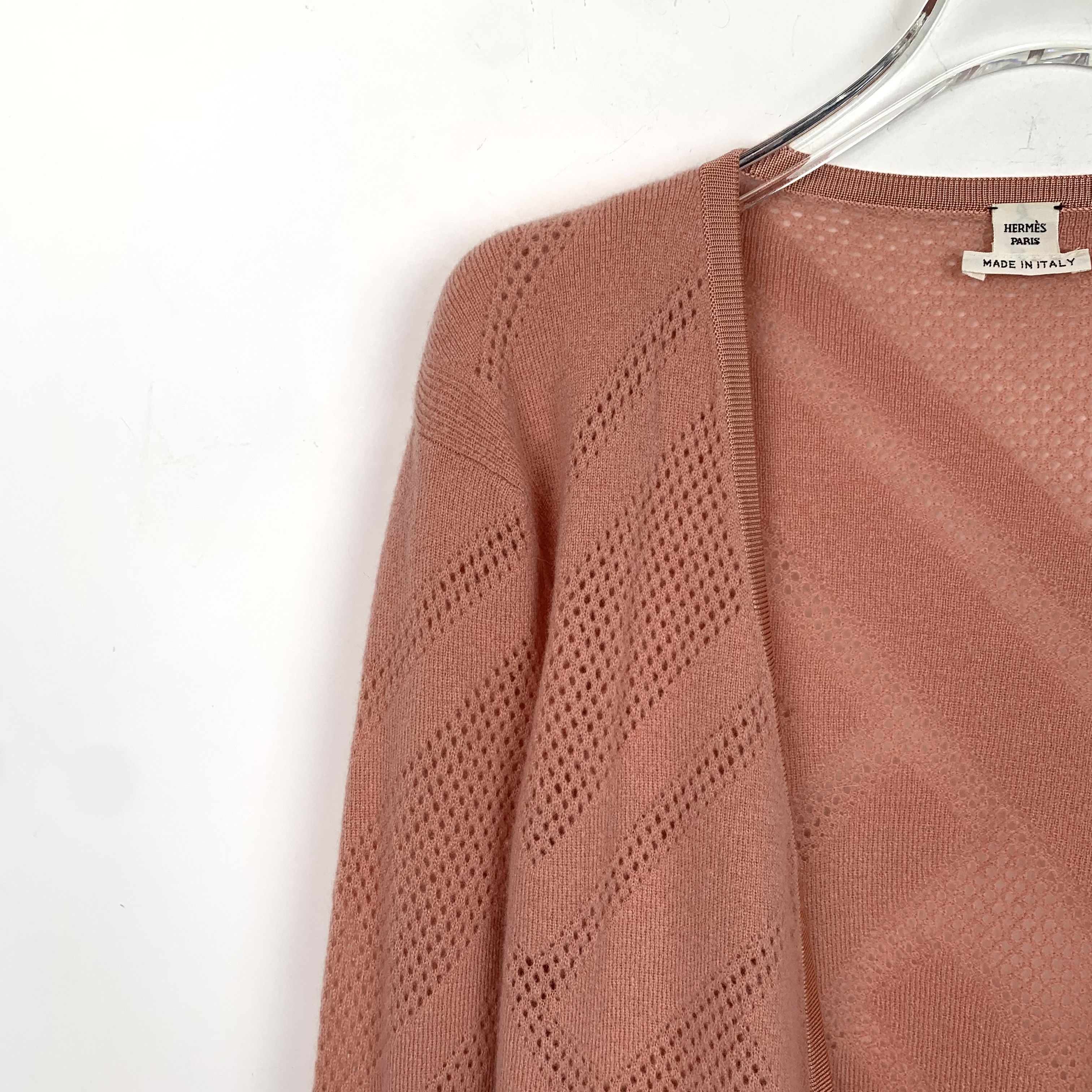 Hermes Hermès Paris Womens Open-Knit Cardigan With Tie Front Size XXS / US 00 / IT 34 - 3 Thumbnail
