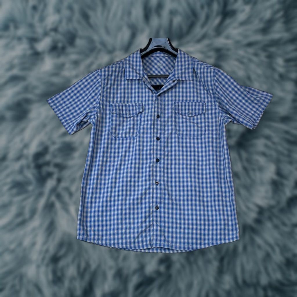 Vintage ZOIC Shirt Mens M Blue Plaid Short Sleeve Button Up Performance Back Pocket Bike Size US M / EU 48-50 / 2 - 1 Thumbnail