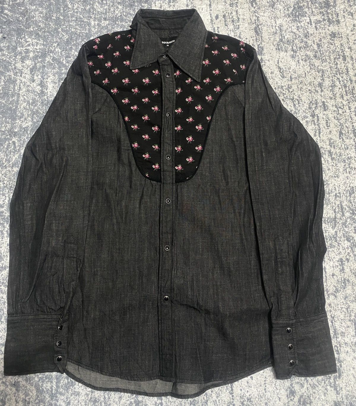 Dsquared2 luxury western shirt button up with flowers 2017