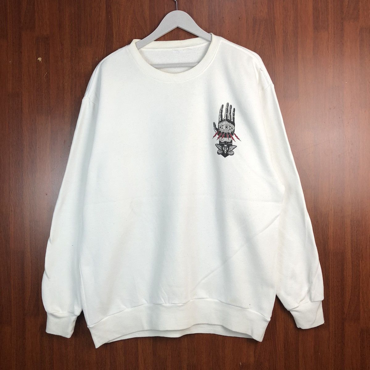 Japanese Brand one eye one hand White Sweatshirt #7554 Size US XL / EU 56 / 4 - 3 Thumbnail