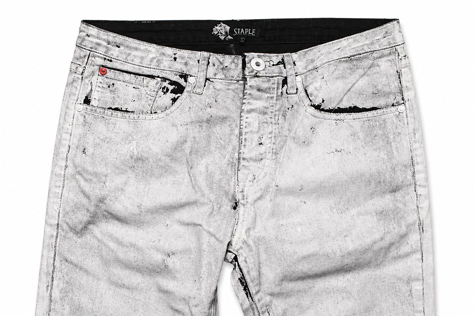 Staple Staple Pigeon White Paint-Treated Skinny Jeans Margiela Size US 34 / EU 50 - 3 Thumbnail