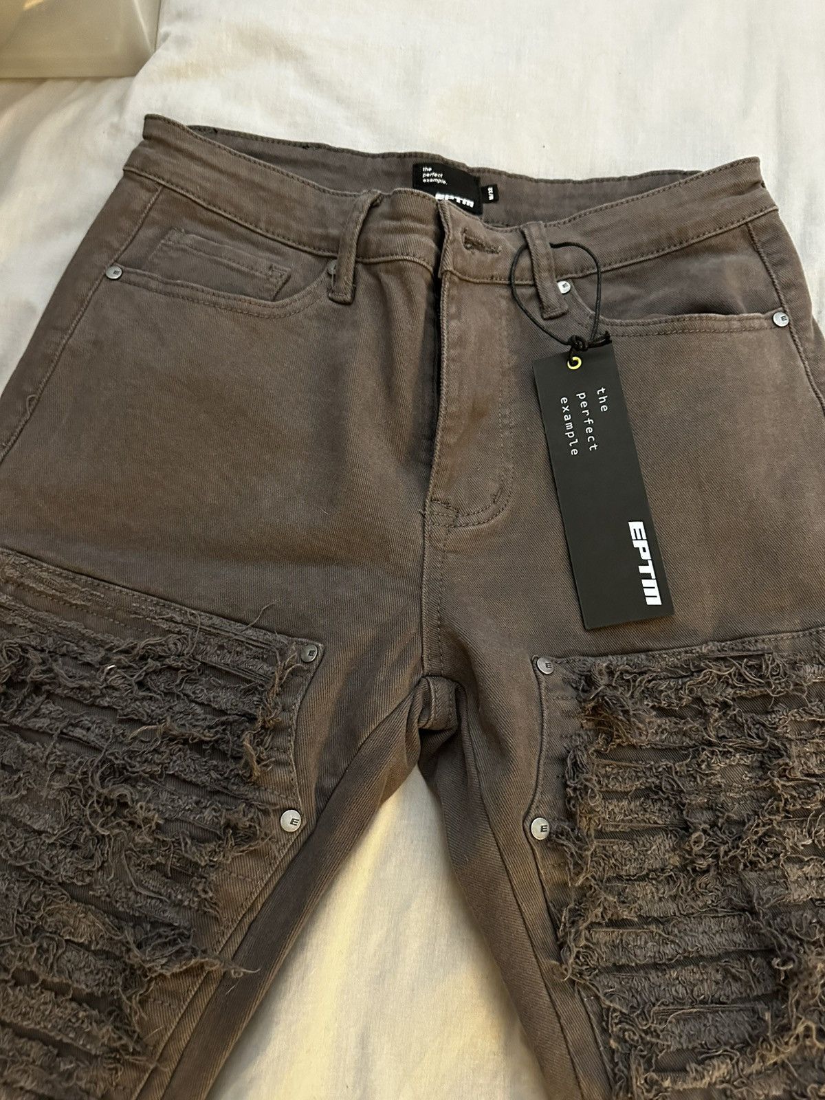 Designer × EPTM. × Levi's Eptm brown double knee distressed jeans NWTs Size US 32 / EU 48 - 1 Thumbnail