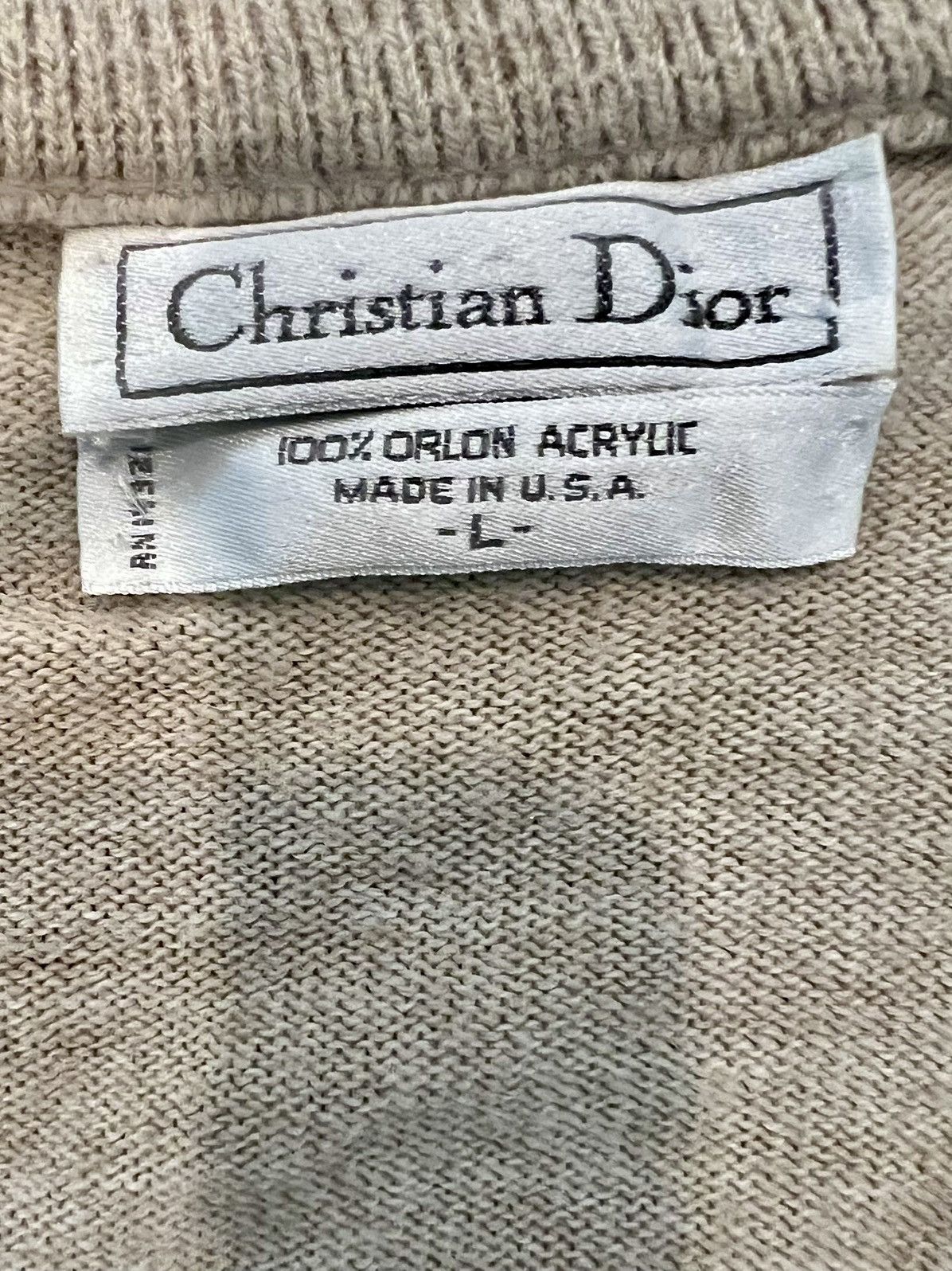 Dior Vintage Christian Dior Beige V-Neck Sweater Size Large Size US L / EU 52-54 / 3 - 4 Thumbnail