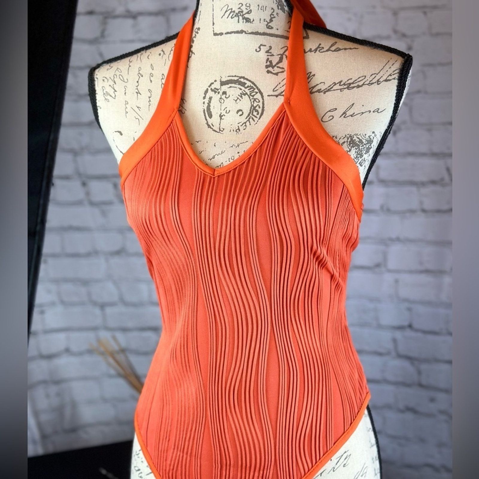 Other Crisscross Tie Backless Halter Bodysuit - Orange - 8/10 Size L / US 10 / IT 46 - 8 Thumbnail
