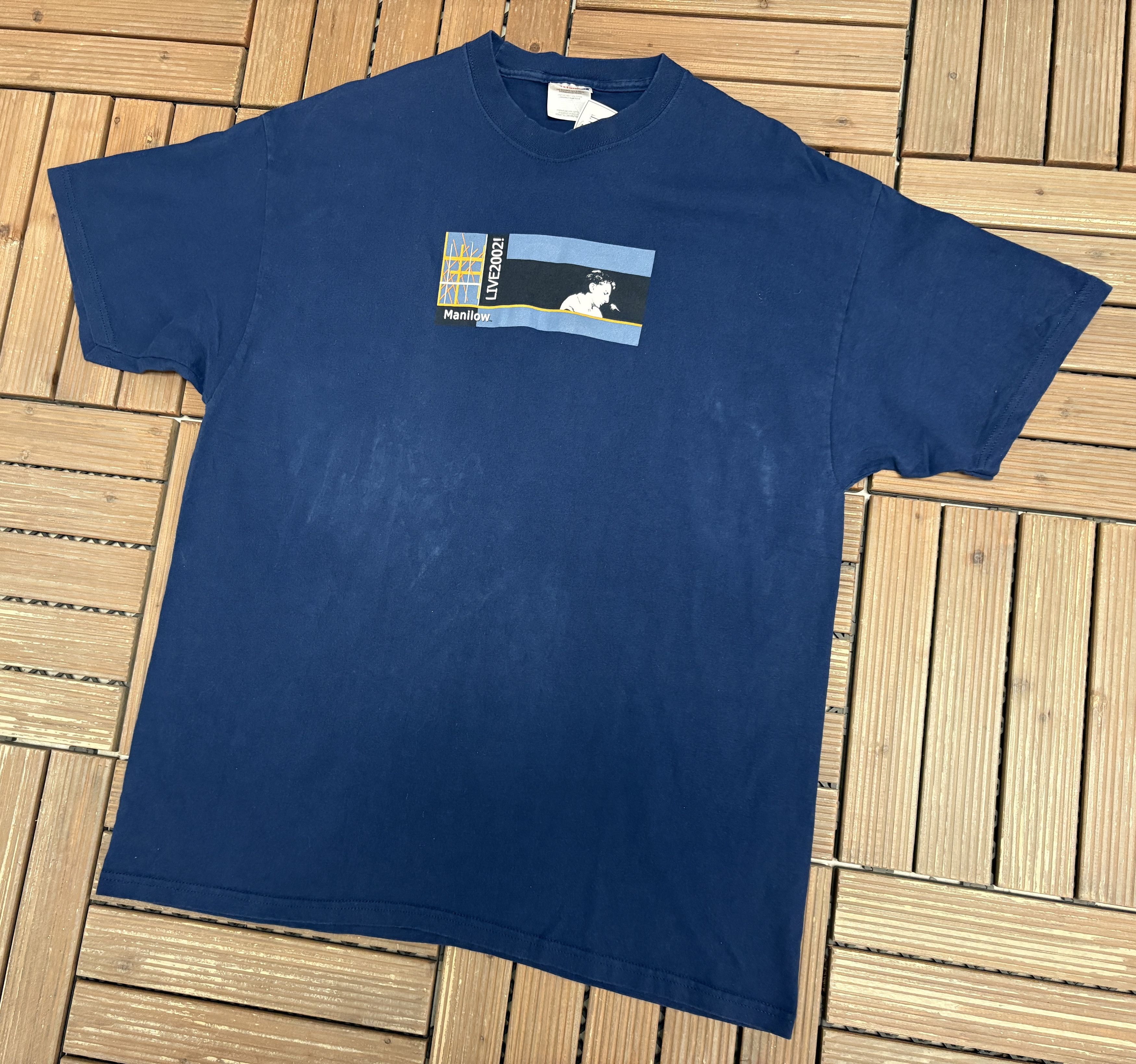 Vintage Barry Manilow Live 2002! Vintage Blue T-Shirt Tee Size US XL / EU 56 / 4 - 3 Thumbnail