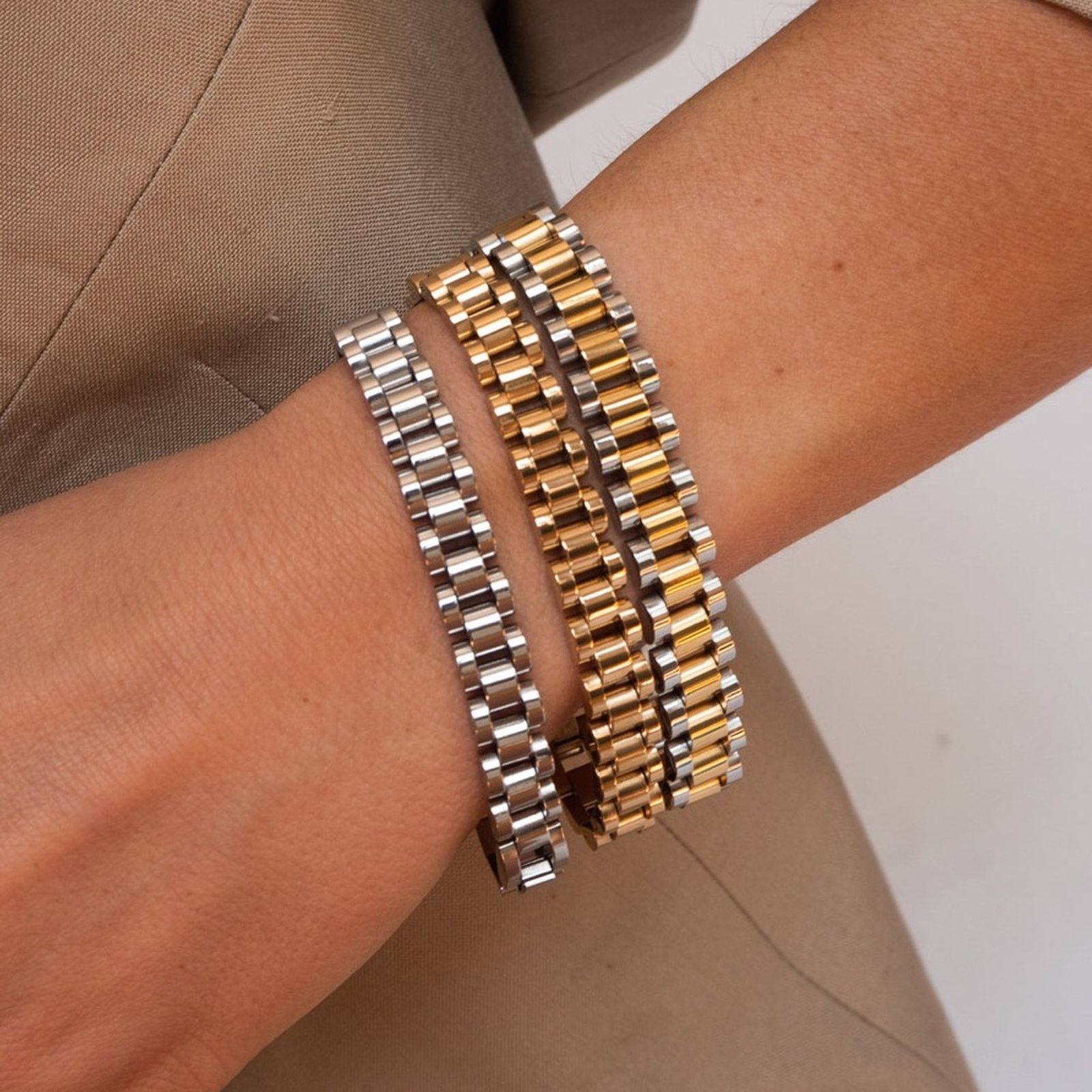 Luv Aj Luv AJ Two-Toned Timepiece Bracelet Gold & Silver (item #057 Size ONE SIZE - 6 Thumbnail
