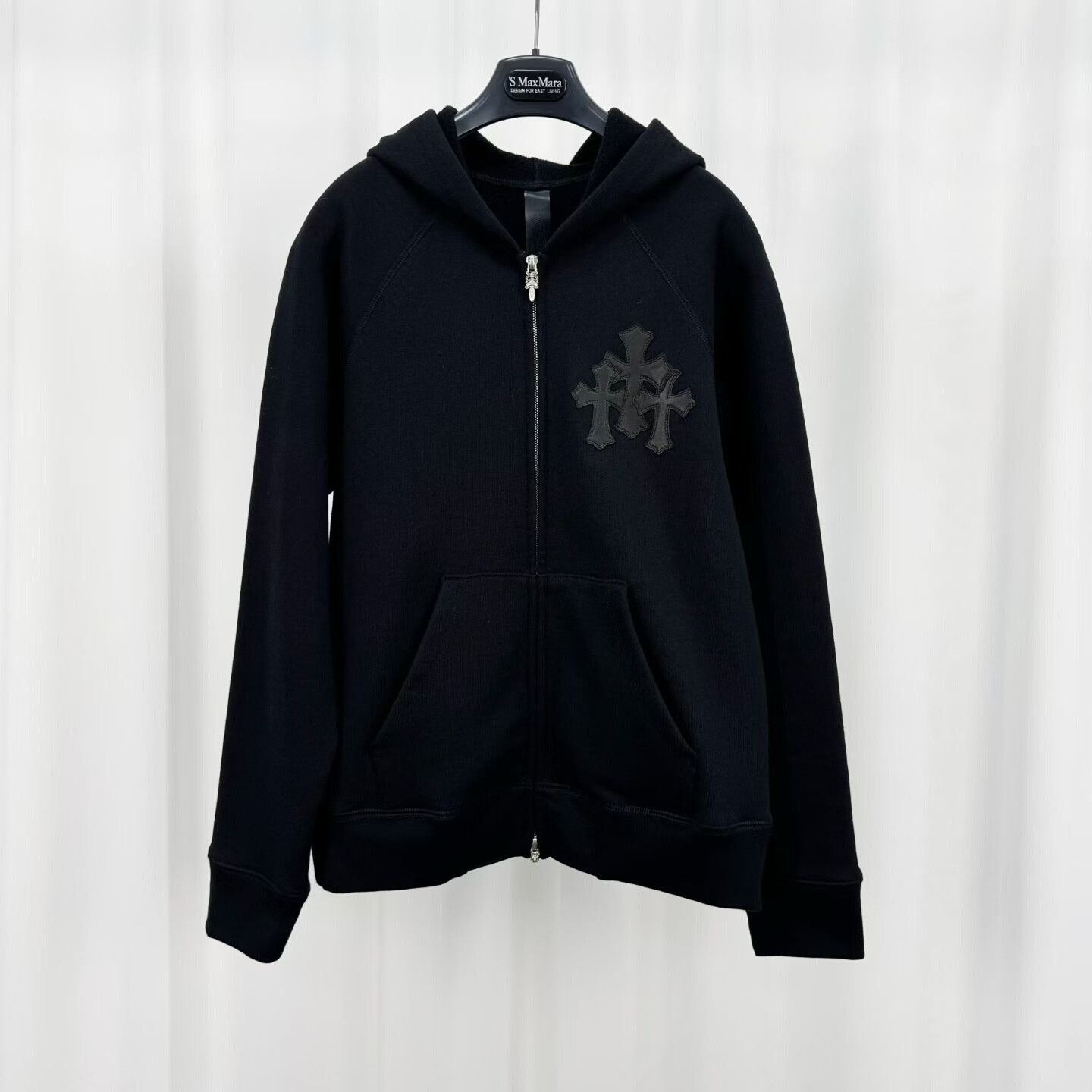 Chrome Hearts Chrome Hearts Zip-Up Hoodie With Leather Patchwork