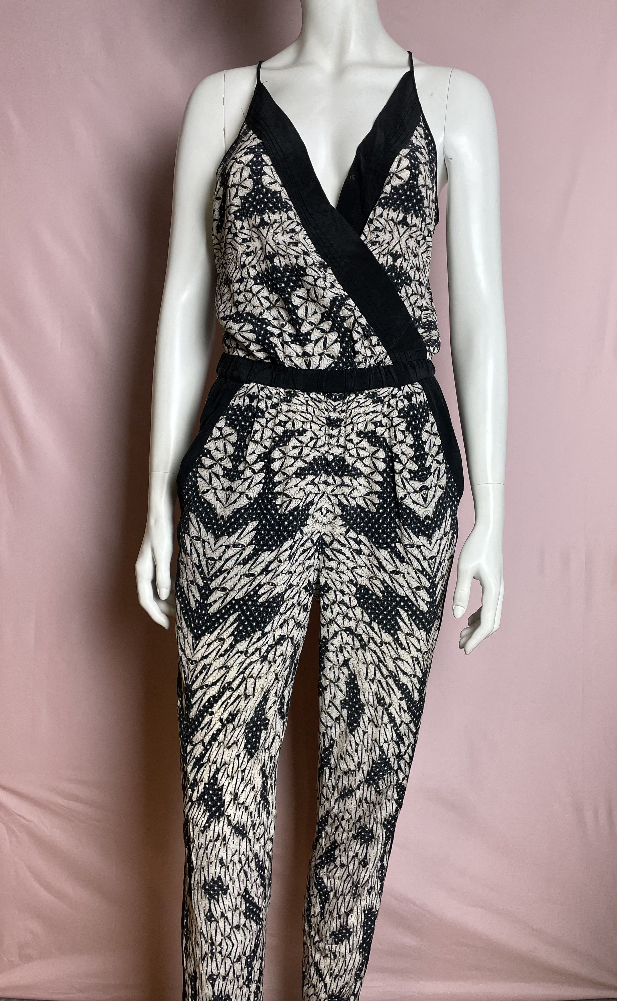 Diane von Furstenberg Diane Von Furstenberg Shany Printed Silk Jumpsuit Size 28" / US 6 / IT 42 - 2 Thumbnail