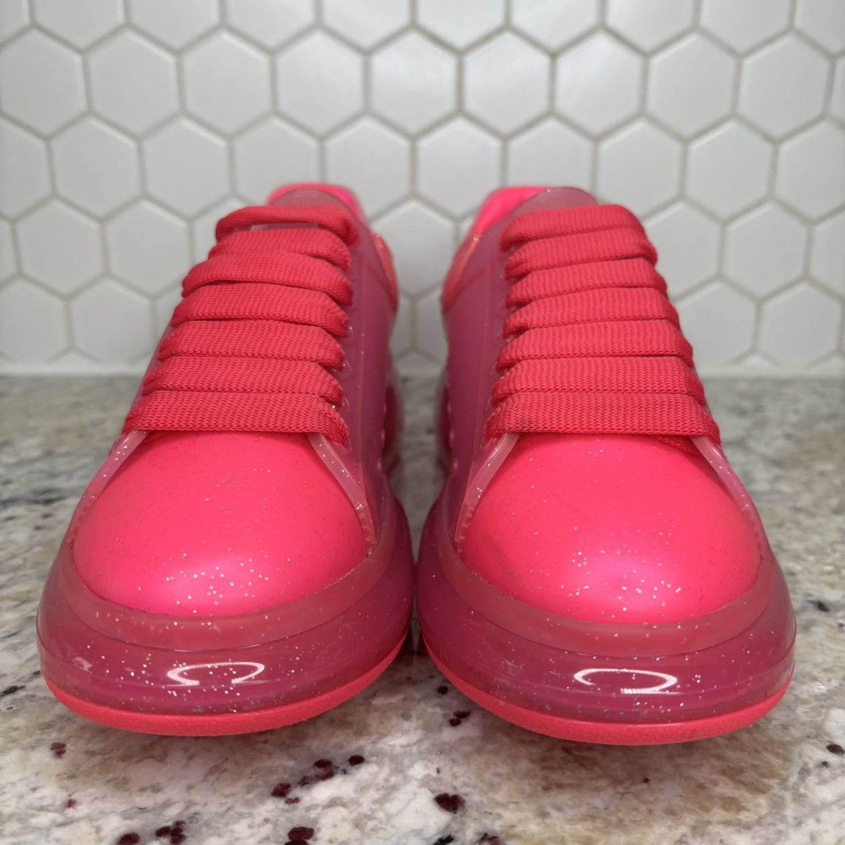 Alexander McQueen Size 6.5-Alexander McQueen Oversized Bright PinkGlitter used Size US 6.5 / EU 39-40 - 3 Thumbnail