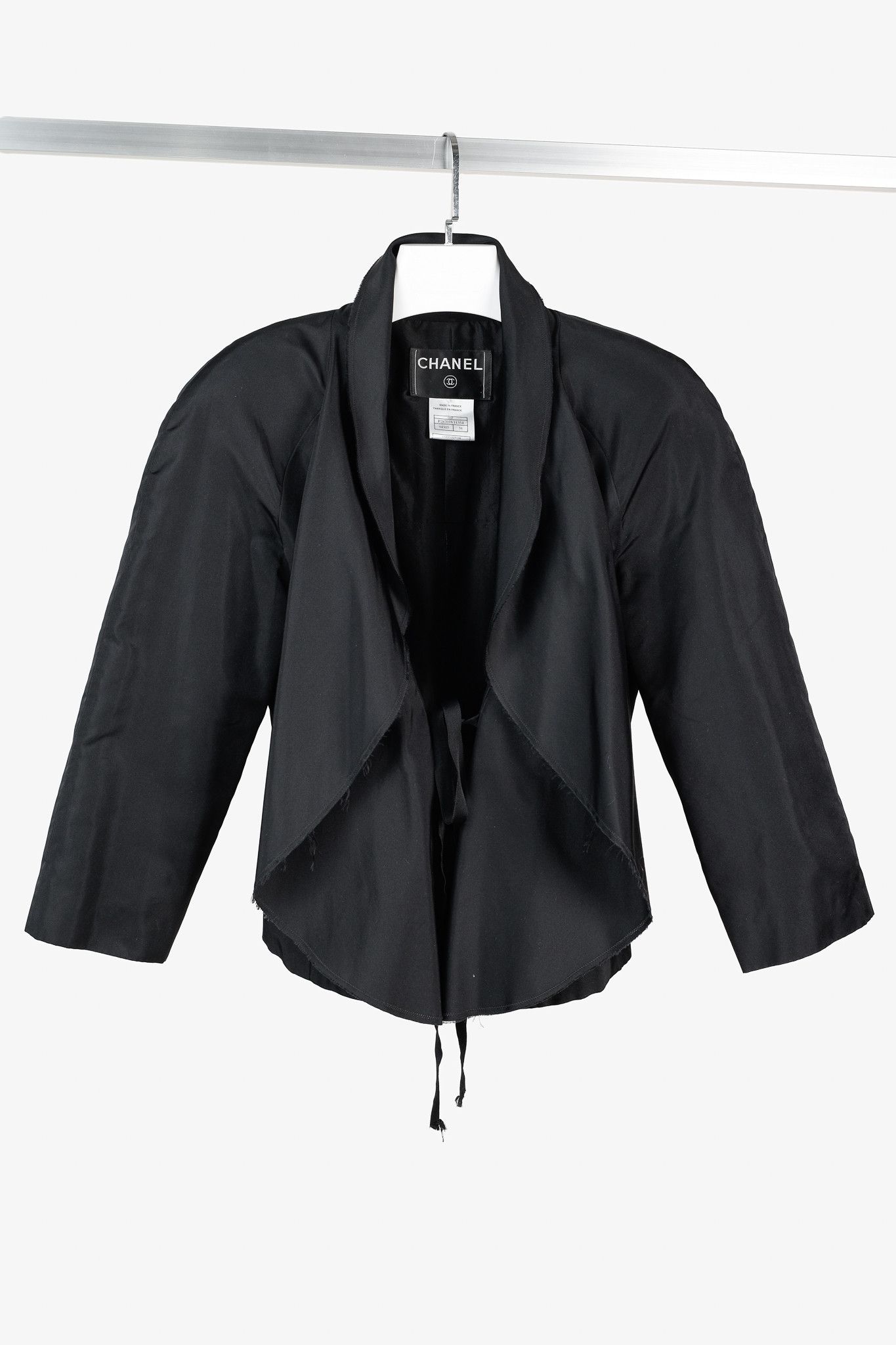 Chanel Chanel SS/06 RTW Runway Black Silk Taffeta Tie-Front Jacket Size S / US 4 / IT 40 - 1 Thumbnail