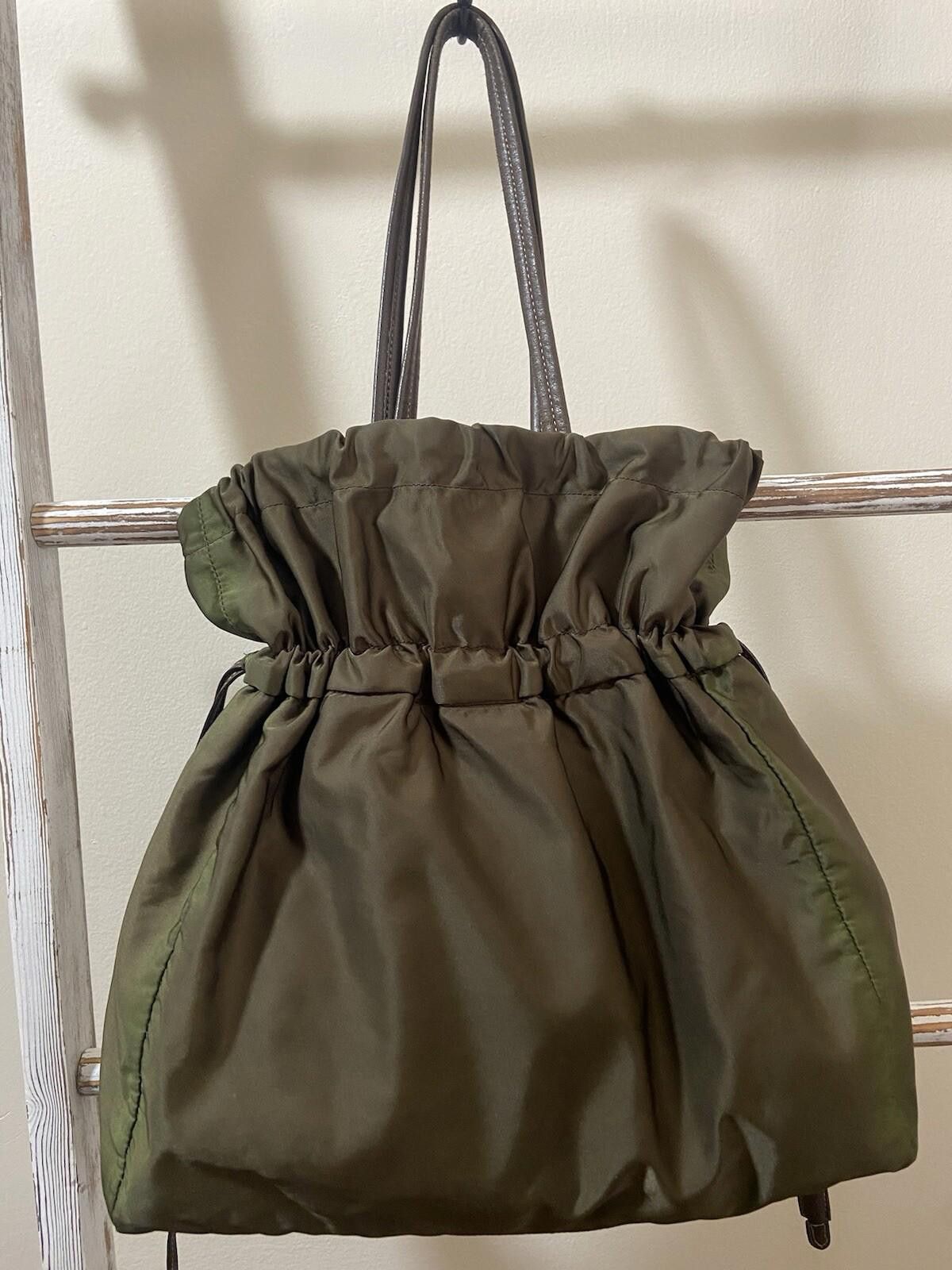 Prada Prada Tessuto nylon rope logo dark green drawstring tote bag Size ONE SIZE - 2 Thumbnail
