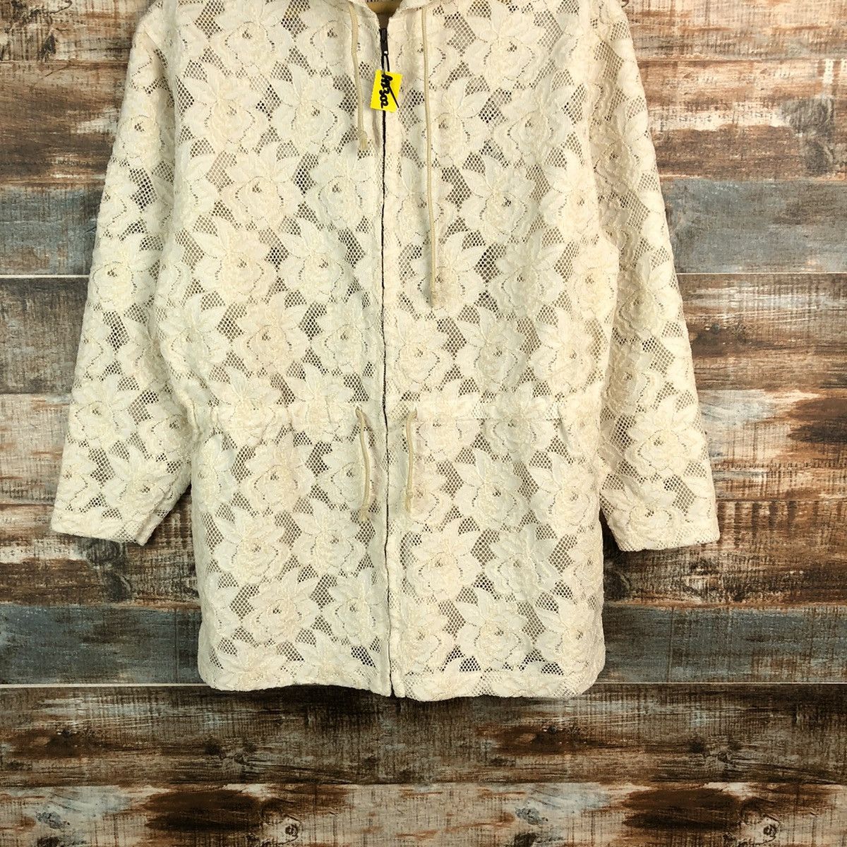 Homespun Knitwear Splash White crochet meshnet art Cardigan Knitwear #A2302 Size M / US 6-8 / IT 42-44 - 3 Thumbnail