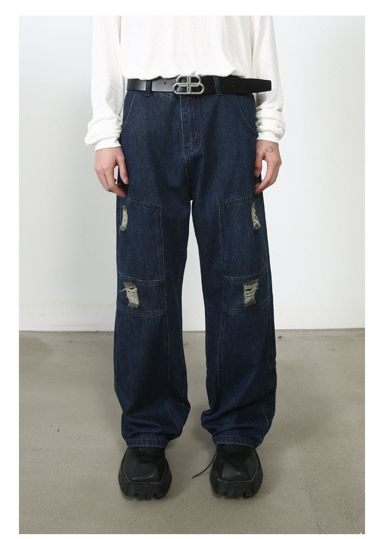 American loose high street wide-leg patchwork jeans