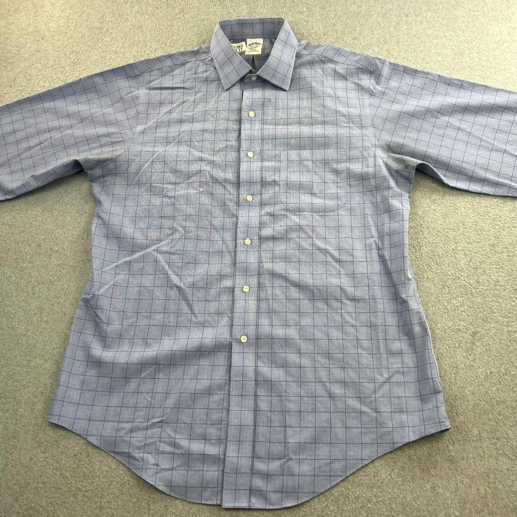 Brooks Brothers Brooks Brothers Dress Shirt Mens 16.5-36 Blue Slim Non-Iron Adult Regular Check Shirt Size 46R - 4 Thumbnail