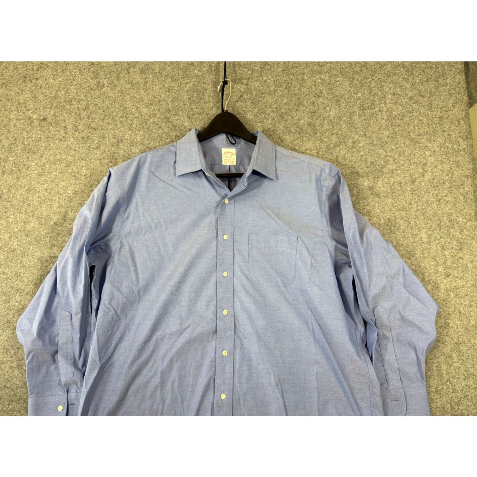 Brooks Brothers Brooks Brothers Dress Shirt Mens 17 1/2-33 Blue Stretch Madison Fit Non-Iron Regular Long Sleeve Button Cuff Chest 53 in Solid" Size 48R - 3 Thumbnail