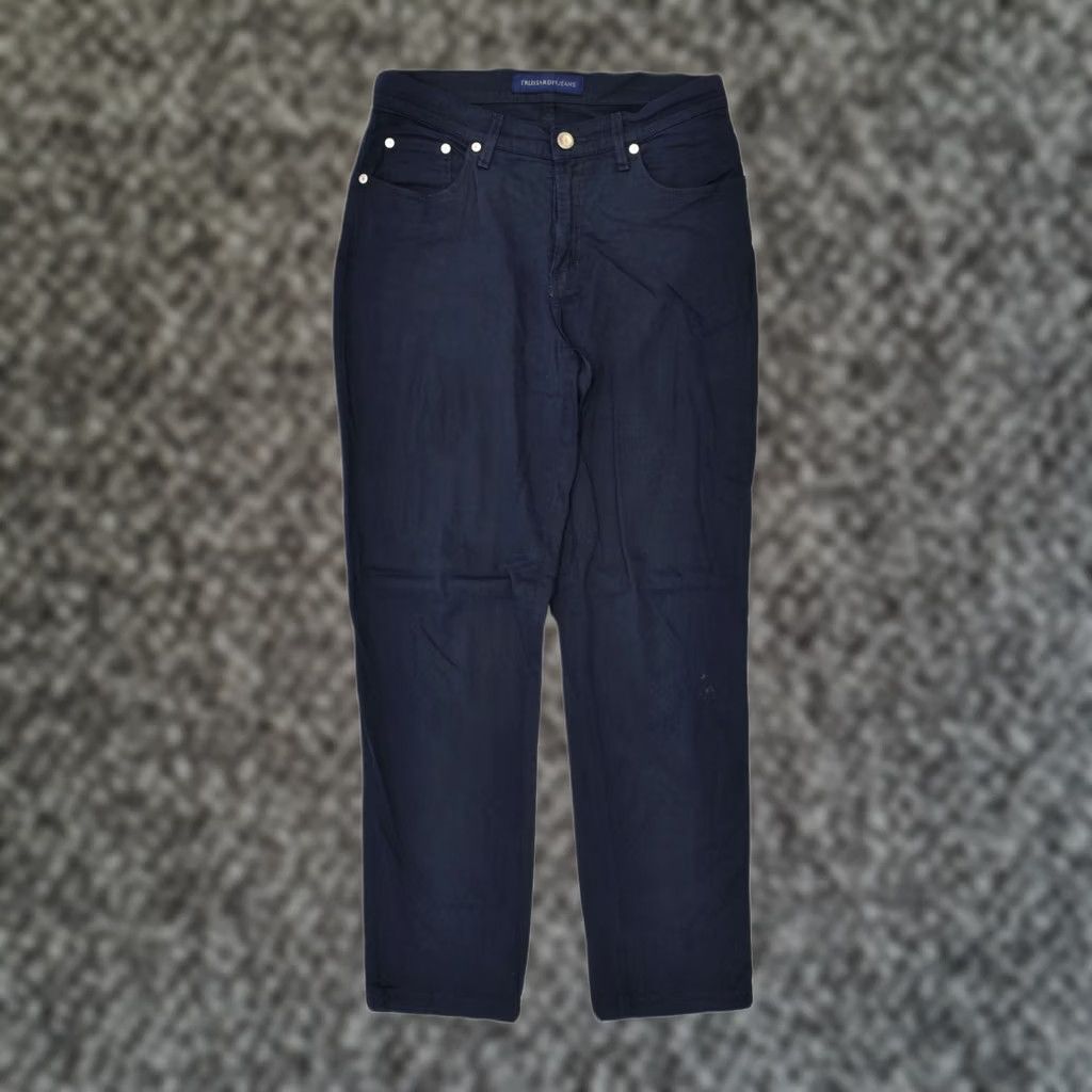 Trussardi TRUSSARDI JEANS Womens Tapered Casual Trousers Navy Blue Cotton W27 L26 Size 27" / US 4 / IT 40 - 1 Thumbnail