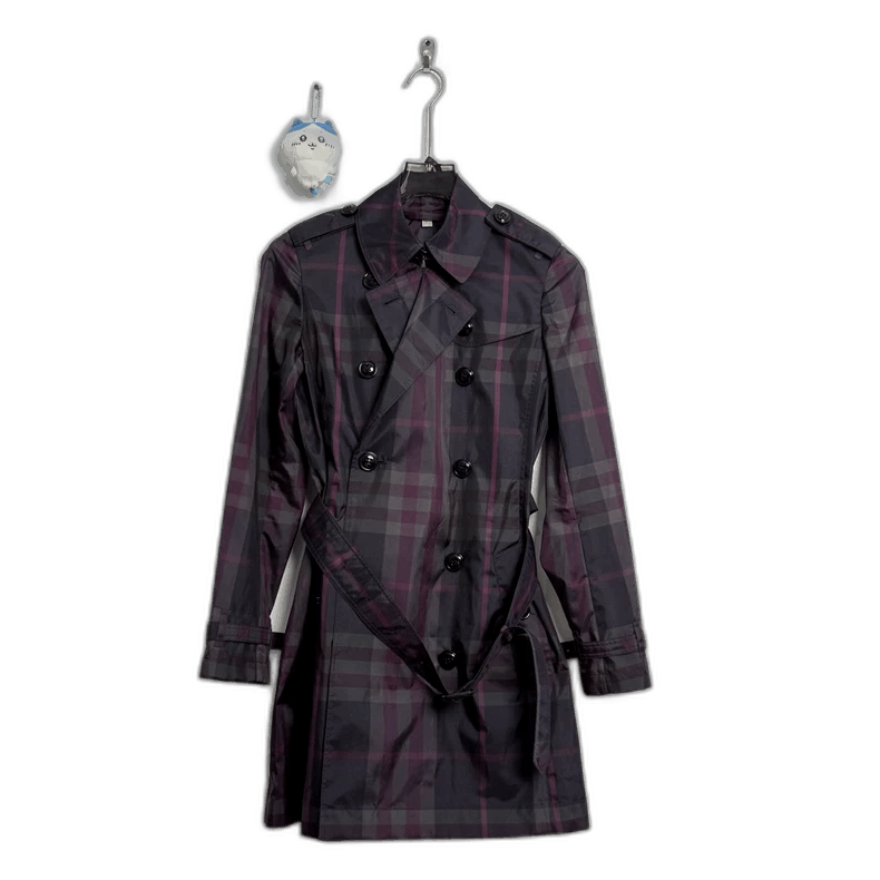 Burberry Burberry Purple Plaid Trench Coat UK Size 6 Size XS / US 0-2 / IT 36-38 - 1 Thumbnail