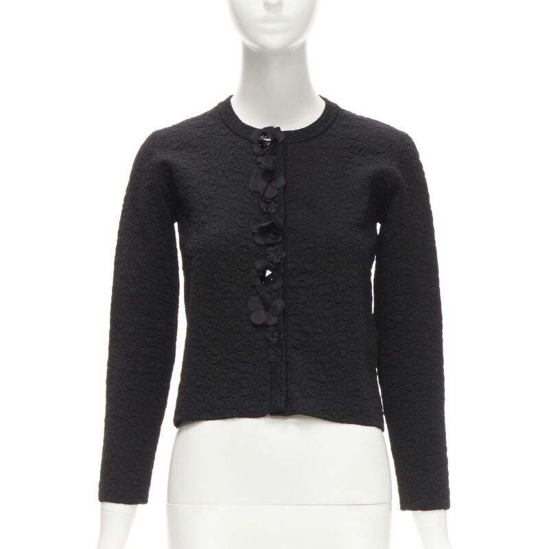 Fendi FENDI Flowerland black floral jacquard 3D petal stud cardigan IT36 XS Size XS / US 0-2 / IT 36-38 - 1 Thumbnail