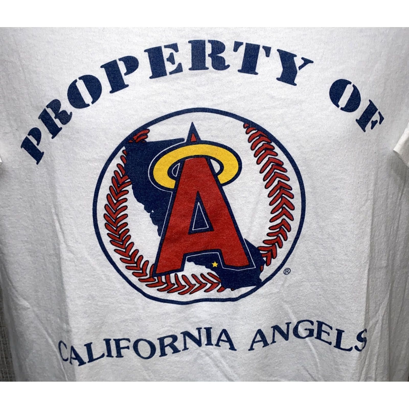 Hanes Hanes Polycotton T-Shirt CALIFORNIA ANGELS USA Made White XL Mens Regular Short Sleeve Size XL Size US XL / EU 56 / 4 - 3 Thumbnail