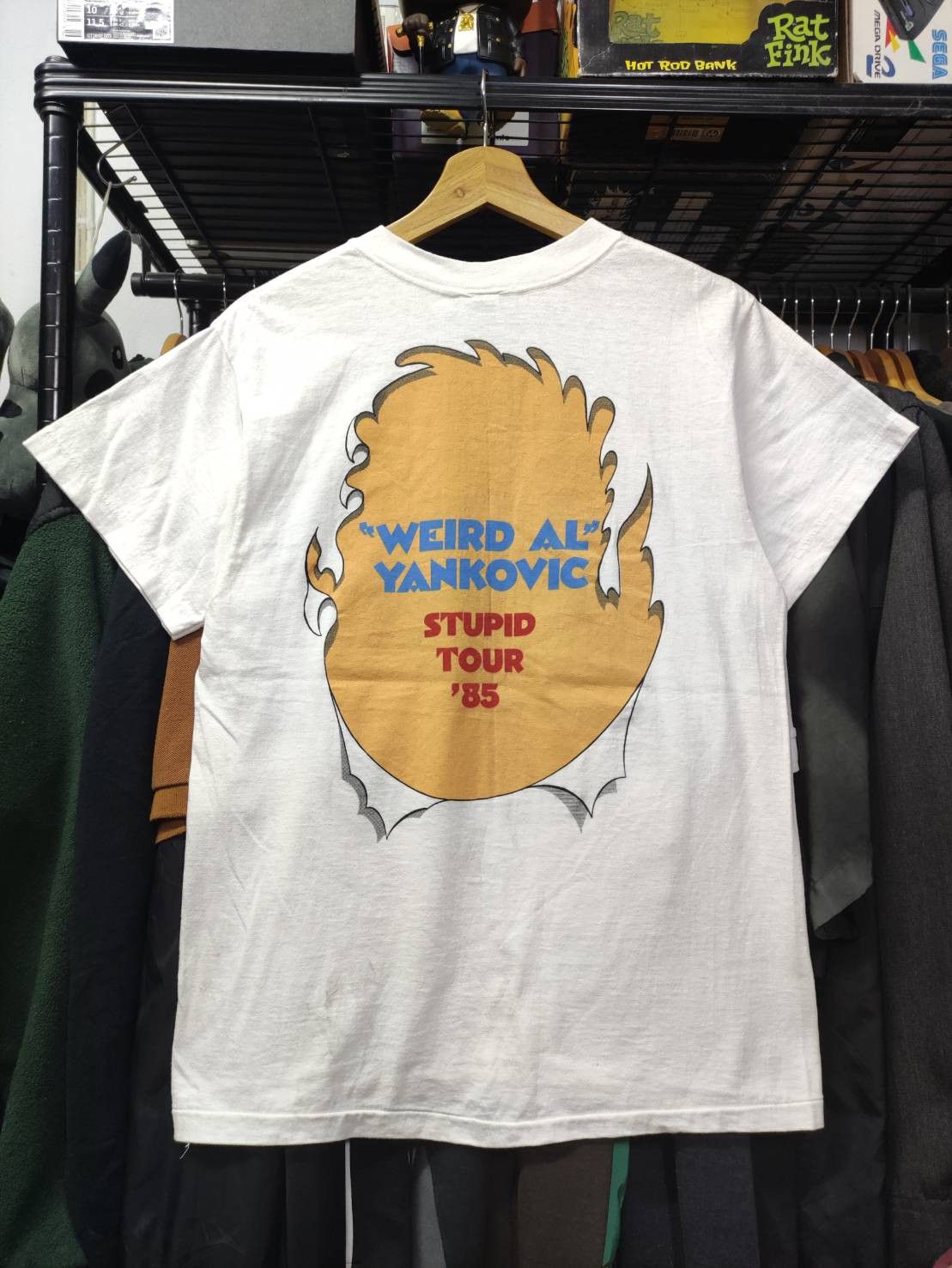 Band Tees Rare! NOS Vtg 80's Weird Al Yankovic " Stupid Tour " Promo Size US M / EU 48-50 / 2 - 2 Thumbnail