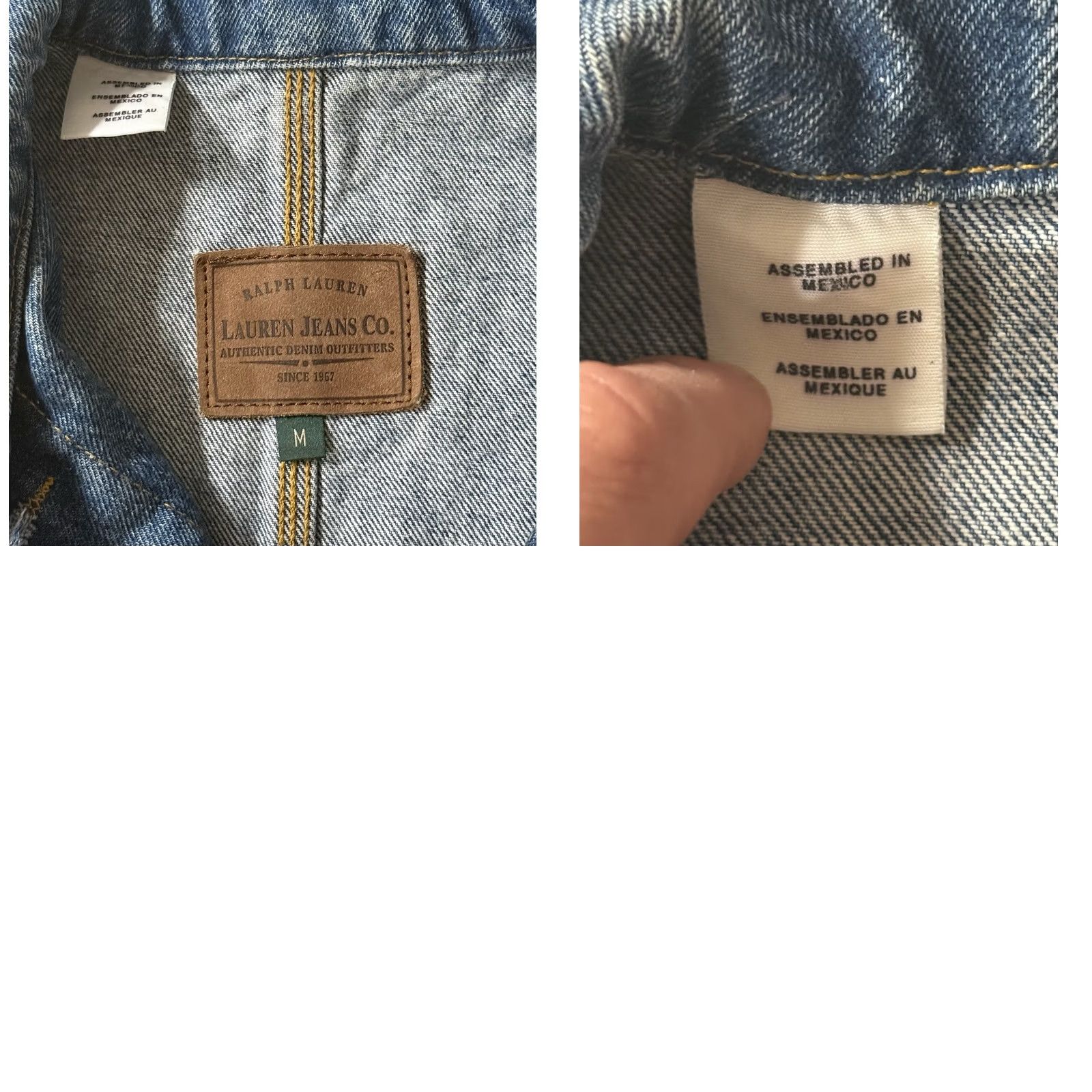 CO VINTAGE Lauren Jeans Co. Denim Chore Jacket Medium Women’s 90s Utility Barn Coat Blue Long Sleeve Button Pockets Logo Size 32" / US 10 / IT 46 - 8 Thumbnail