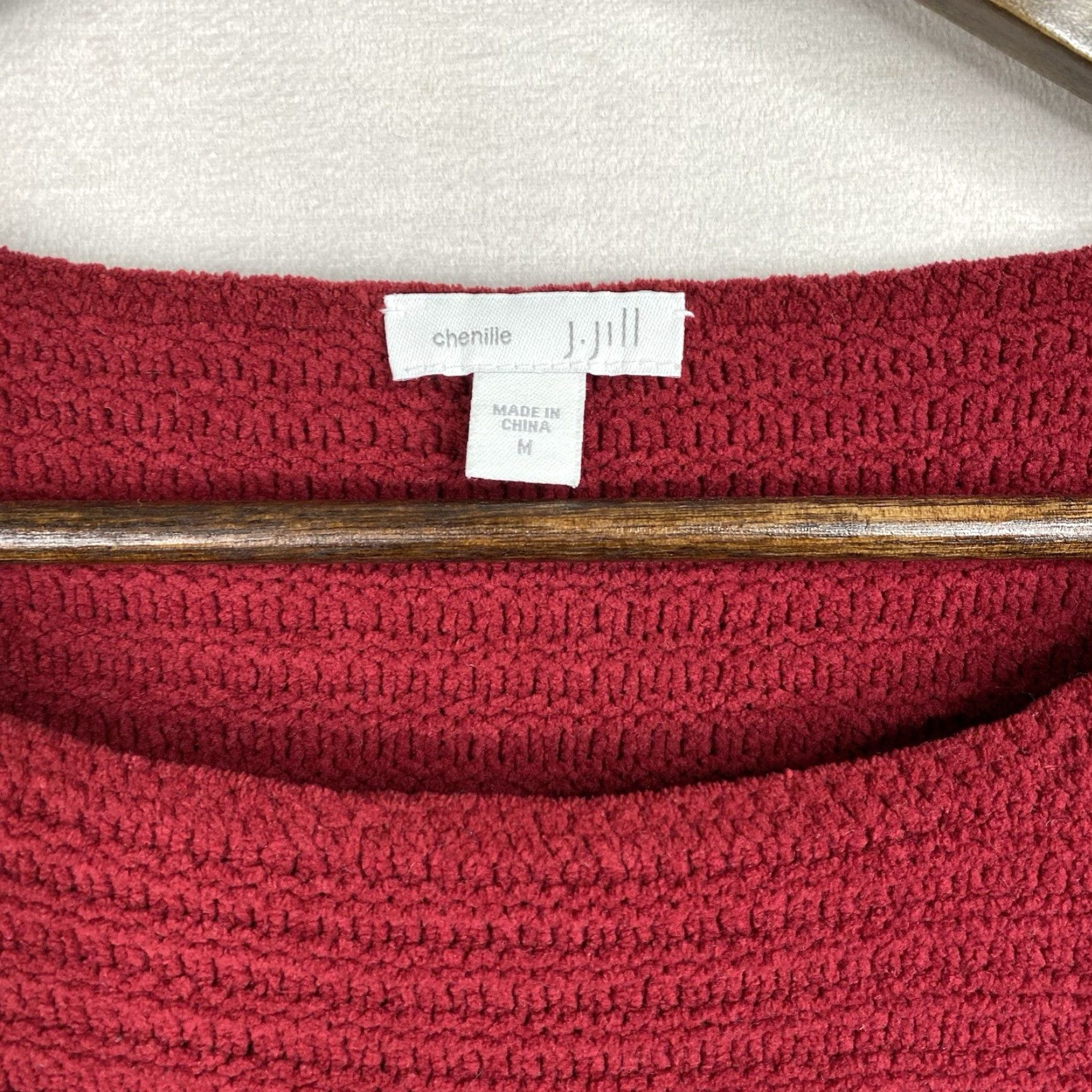 J. Jill J Jill Sweater Womens M Red Chenille Cozy Soft Knit Pullover Long Sleeve Holiday Size M / US 6-8 / IT 42-44 - 2 Thumbnail