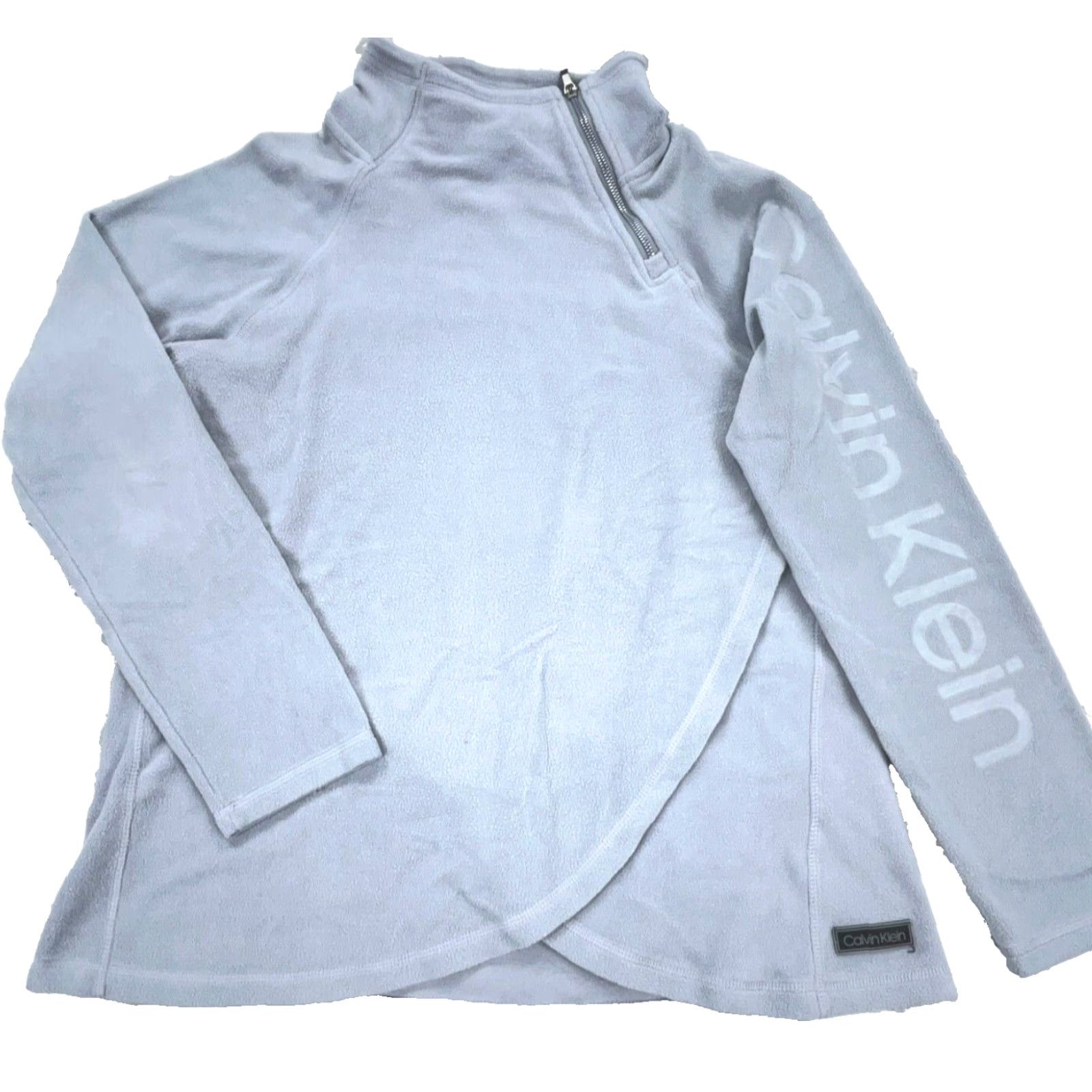 Calvin Klein Calvin Klein Sweater Women Medium Gray Fleece Pullover Mock Neck 1/4 Zip Logo Embroidered Casual Shirt/Top Size M / US 6-8 / IT 42-44 - 2 Thumbnail