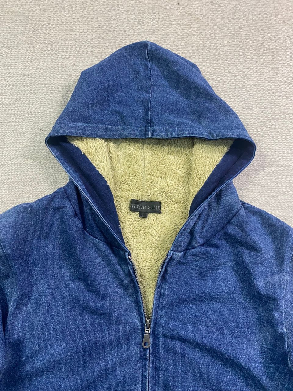 If Six Was Nine × In The Attic × Le Grande Bleu (L.G.B.) In The Attic Indigo Wash Sherpa Lined Zip Hoodie Size US L / EU 52-54 / 3 - 3 Thumbnail