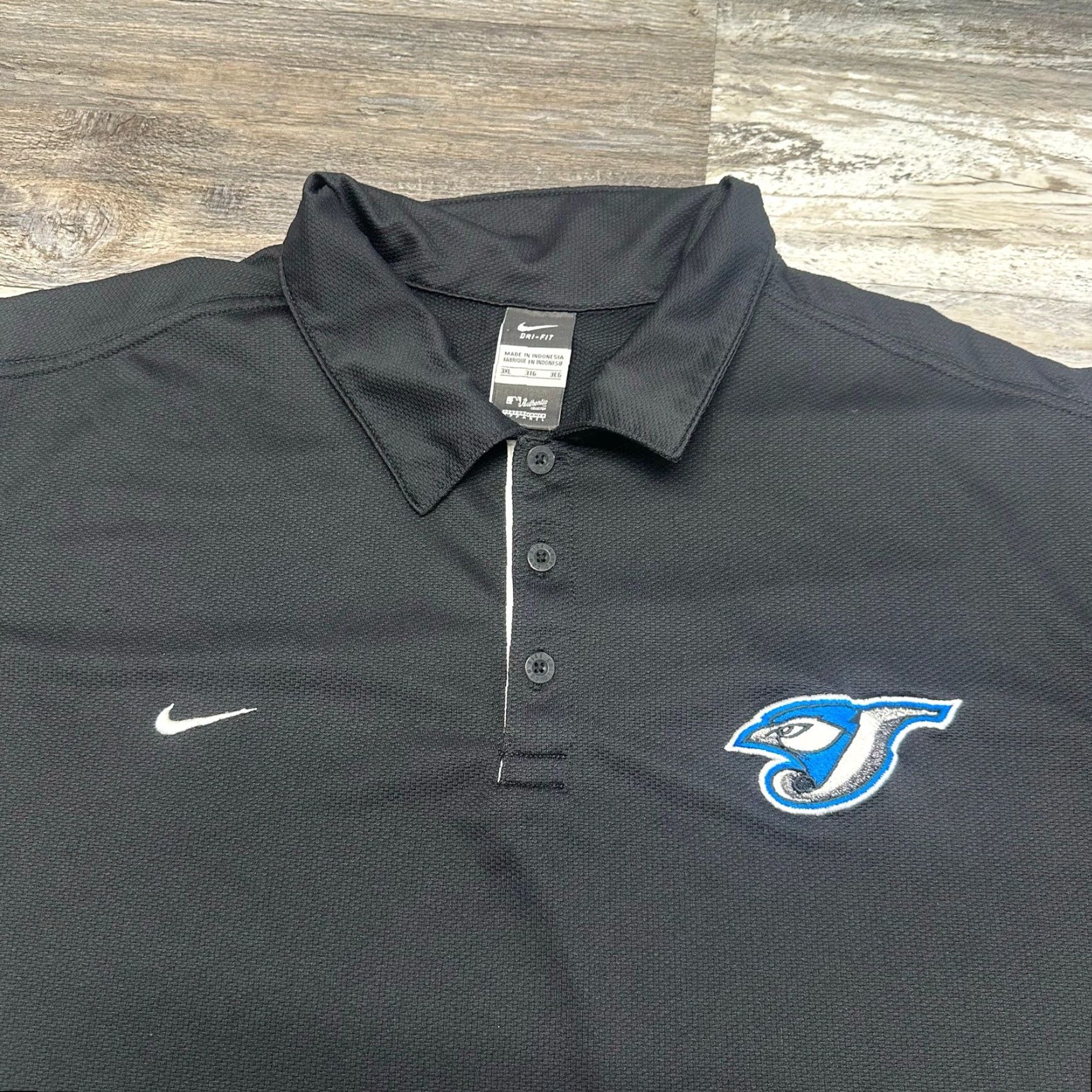 Nike VINTAGE Nike Dri Fit MLB Toronto Blue Jays Black Mens 3XL Swoosh Performance Polo Shirt Size US XXL / EU 58 / 5 - 2 Thumbnail
