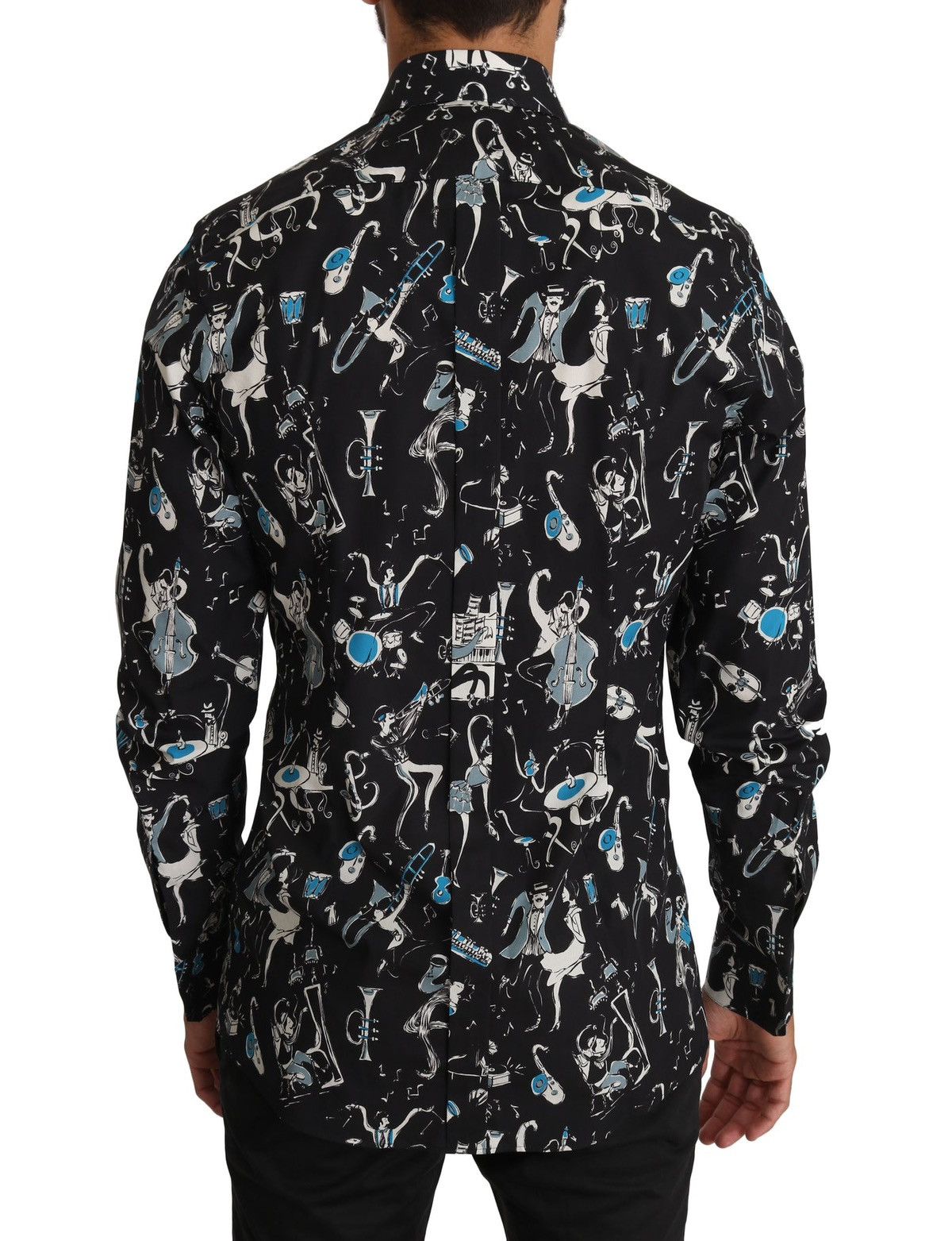 Dolce & Gabbana Dolce Gabbana GOLD Jazz Motif Shirt Button Up Black Cotton Size US XS / EU 42 / 0 - 4 Thumbnail