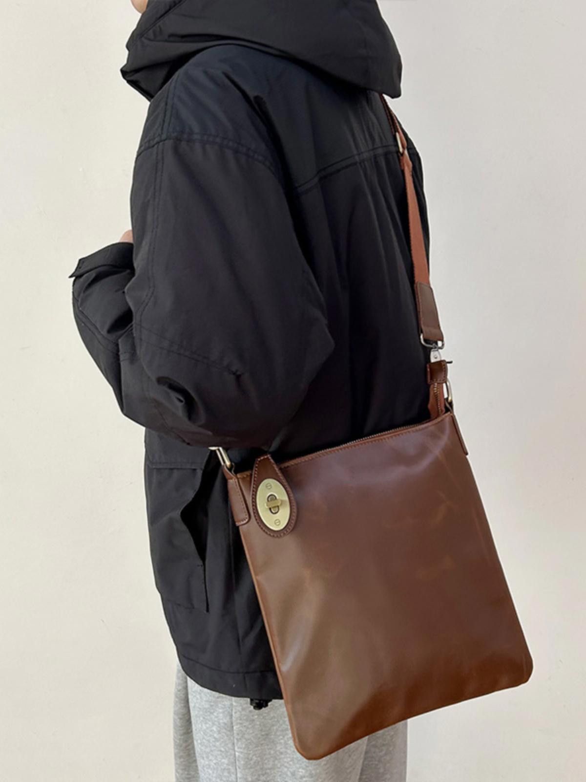Stylish Brown Leather Crossbody Bag, Women's