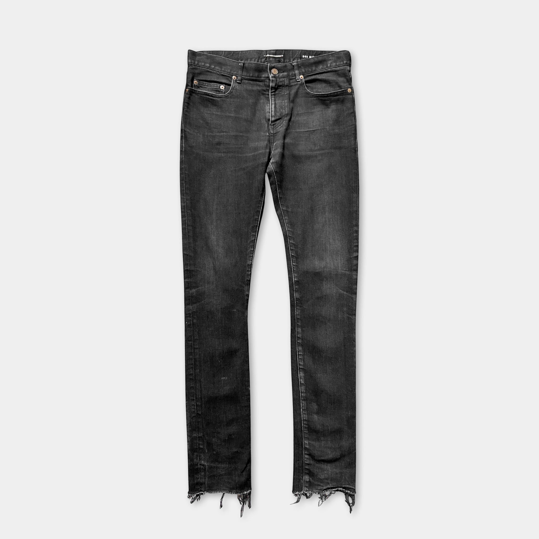Saint Laurent Paris Saint Laurent 2014 Hedi Slimane Black Frayed Skinny Jeans Size US 32 / EU 48 - 1 Thumbnail