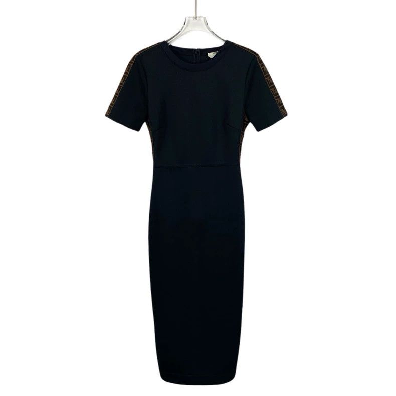 Fendi Fendi Black Logo Panel Short Sleeve Dress Size 38 - 1 Thumbnail
