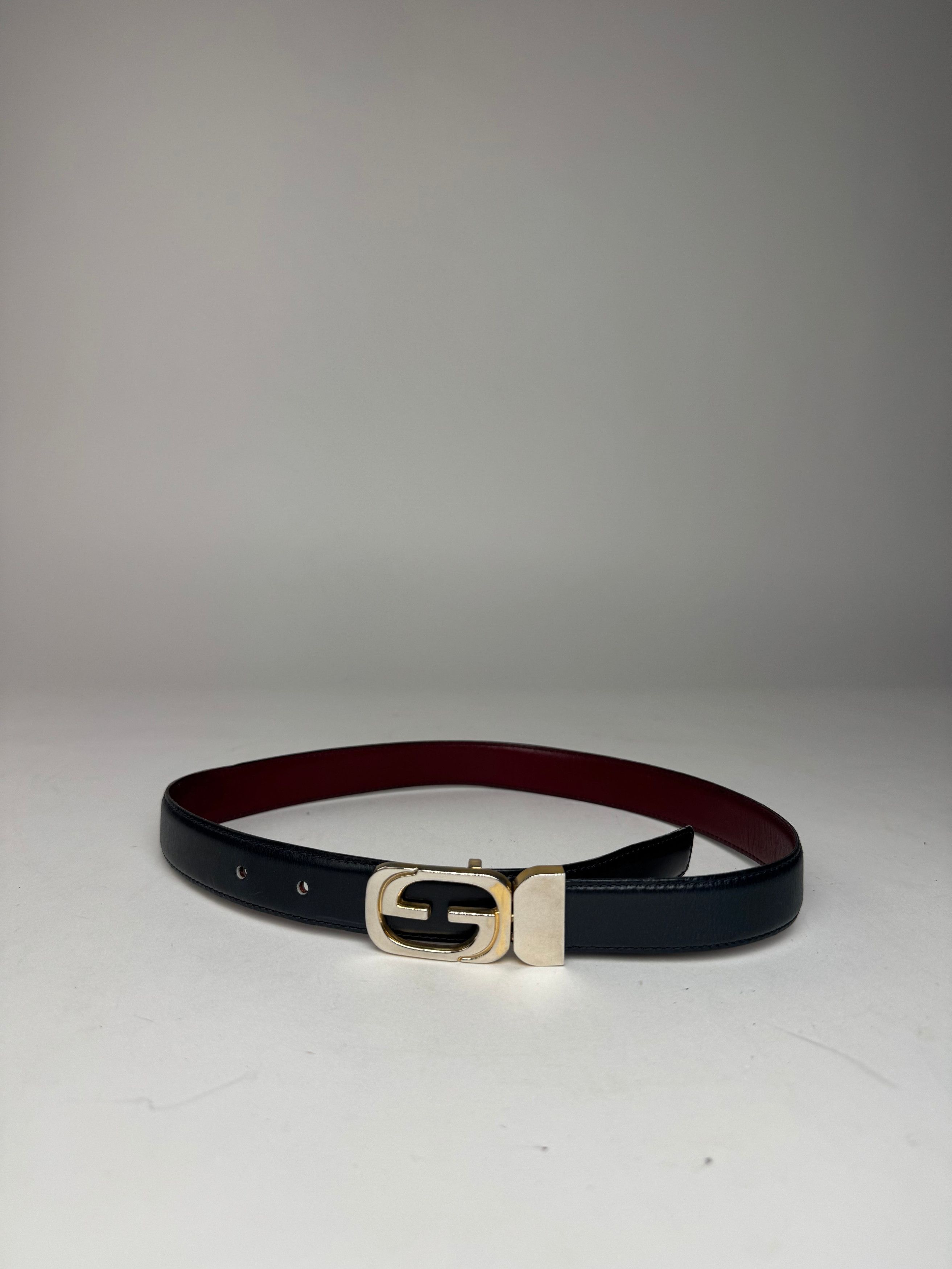Gucci Vintage Leather Belt Black Purple Size ONE SIZE - 1 Thumbnail