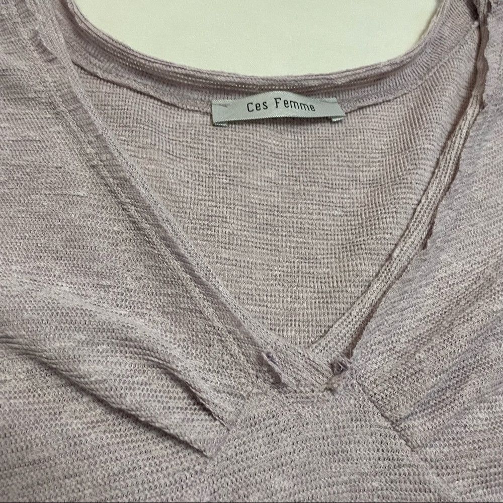 Other Ces Femme Pale Lavender Textured Knit V Neck Top With Short Size M / US 6-8 / IT 42-44 - 7 Thumbnail