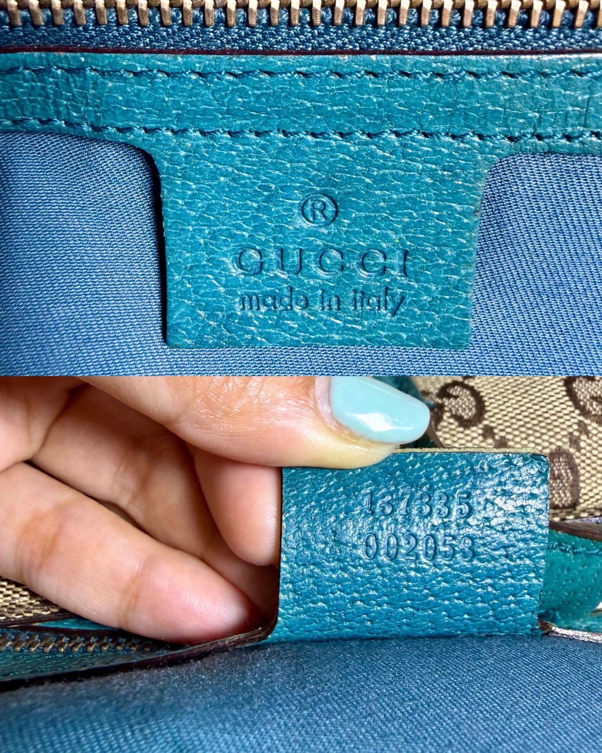 Gucci Authentic GUCCI Jackie 1961 Beige Canvas x Teal Hobo Bag Size ONE SIZE - 12 Thumbnail