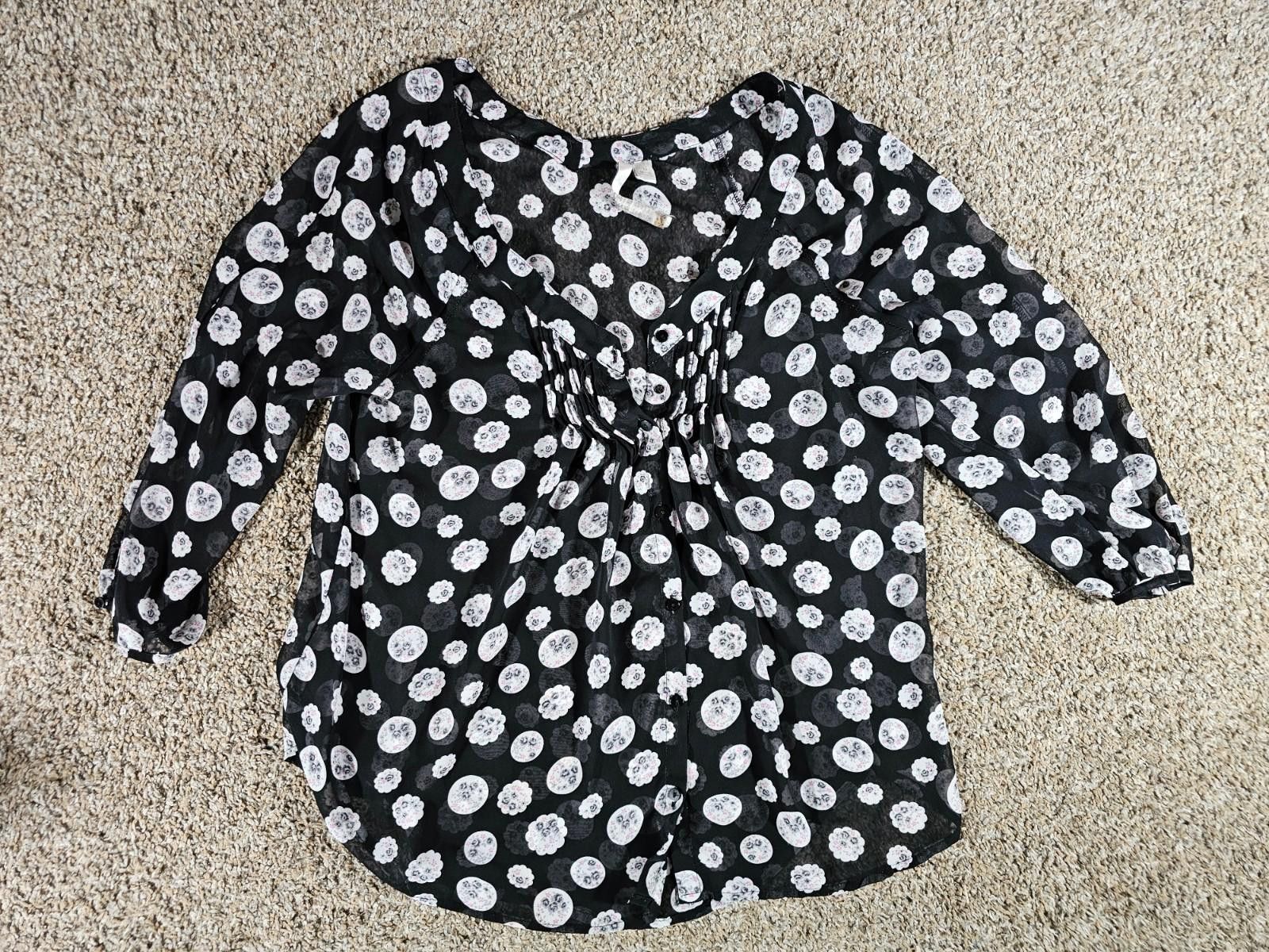 Other Lauren Conrad Floral Black Sheer Top Size M / US 6-8 / IT 42-44 - 1 Thumbnail